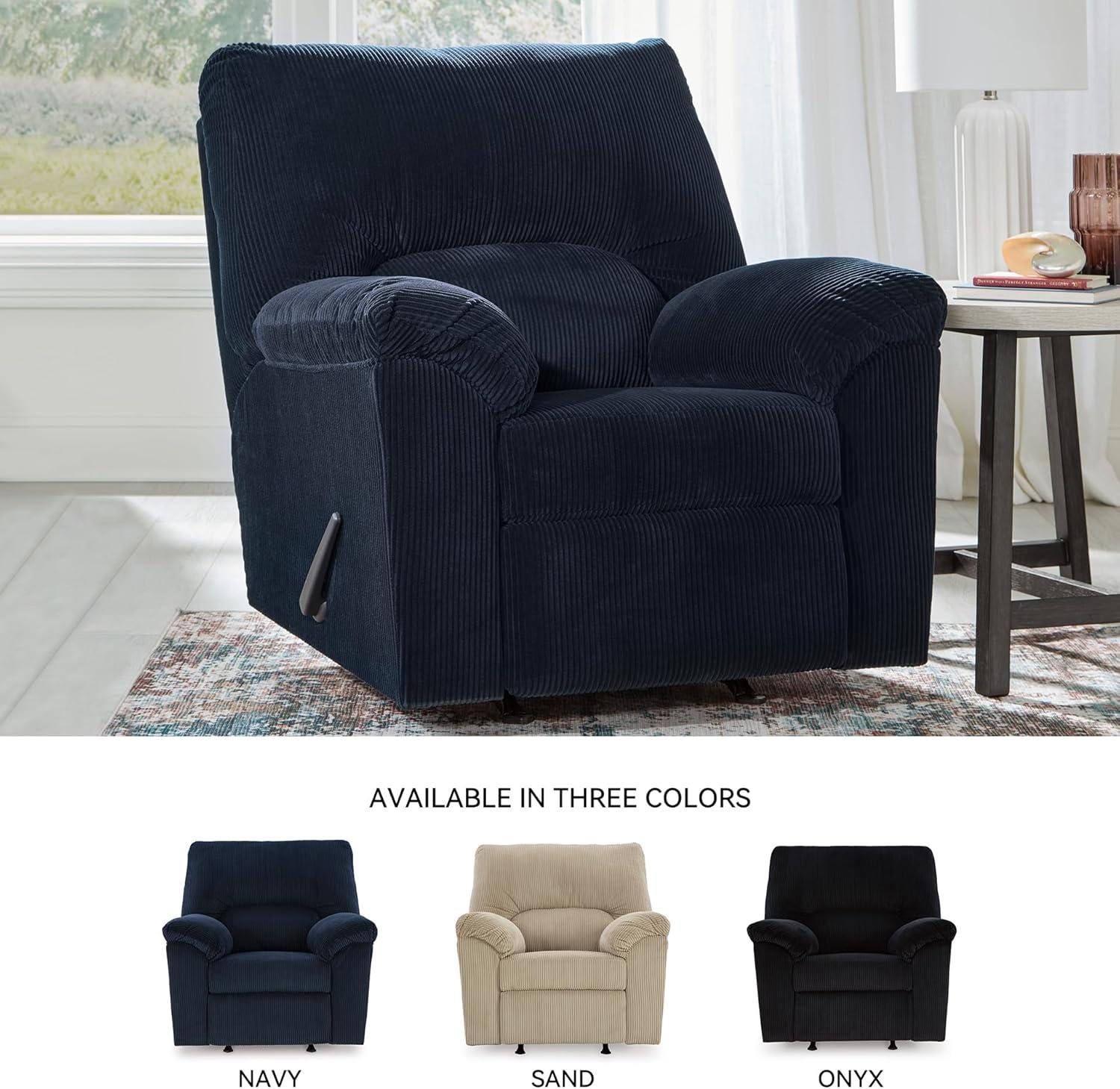 imageSignature Design by Ashley SimpleJoy Casual Manual Rocker Recliner with PillowTop Arms BlueBlue