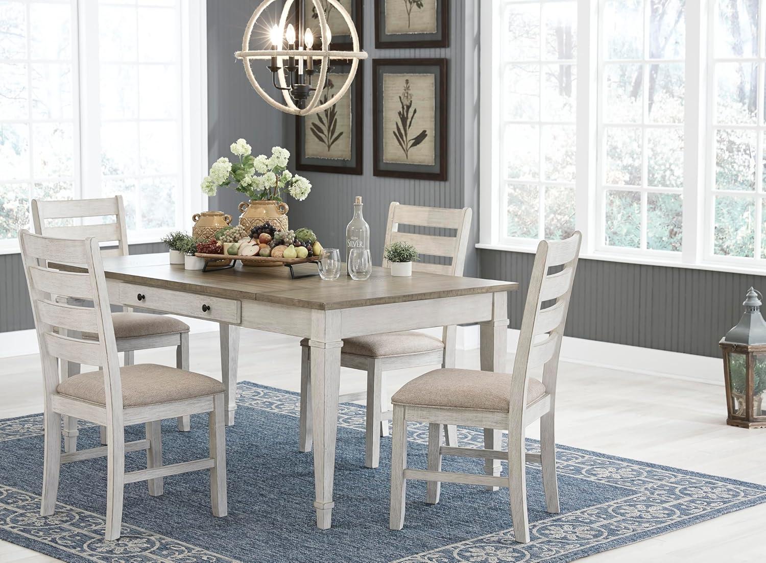imageSignature Design by Ashley Skempton Modern Farmhouse Dining Room Chair 2 Count Ladderback Design Wood 1775quot W x 215quot D x 3863quot H White and Light BrownWhitewash