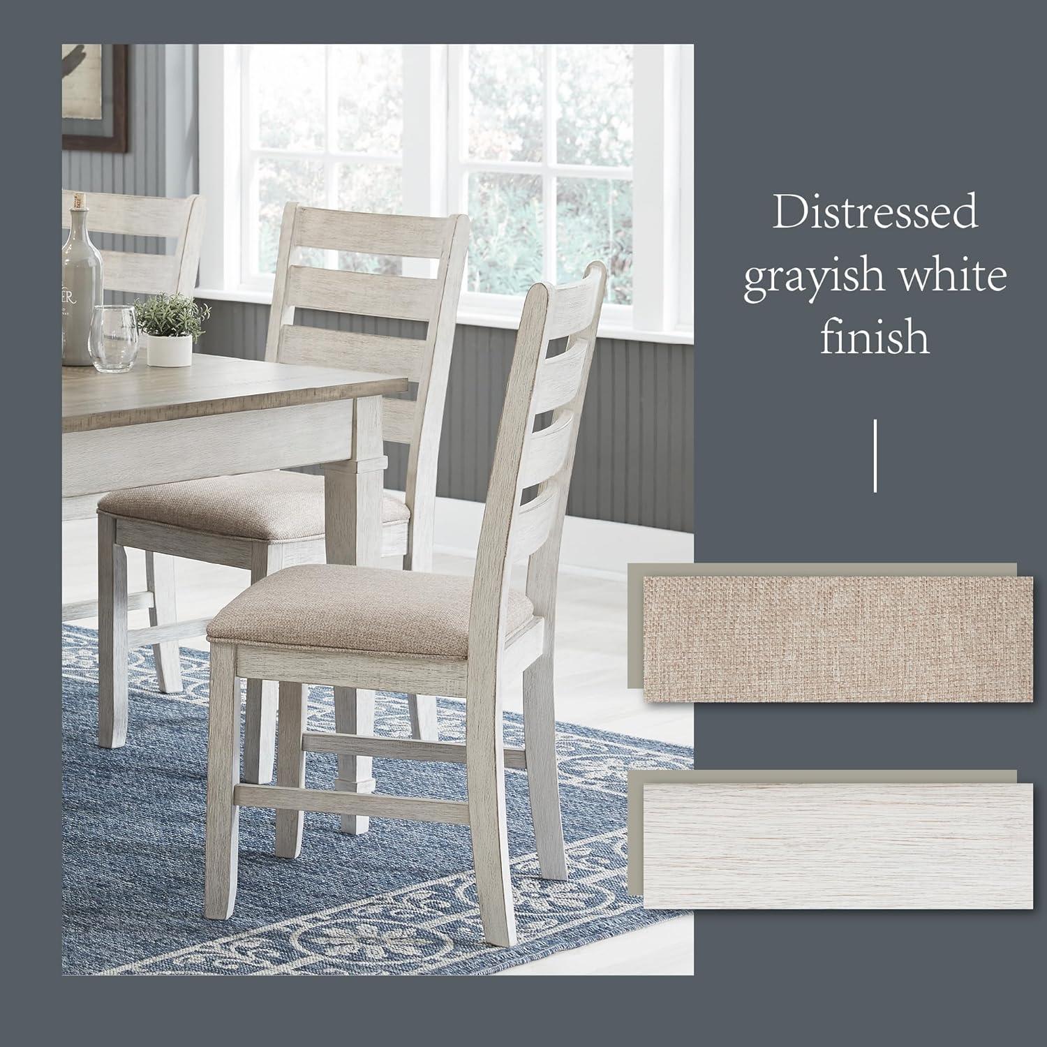 imageSignature Design by Ashley Skempton Modern Farmhouse Dining Room Chair 2 Count Ladderback Design Wood 1775quot W x 215quot D x 3863quot H White and Light BrownWhitewash