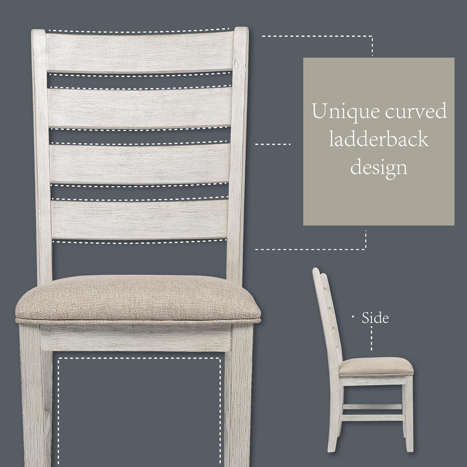 imageSignature Design by Ashley Skempton Modern Farmhouse Dining Room Chair 2 Count Ladderback Design Wood 1775quot W x 215quot D x 3863quot H White and Light BrownWhitewash