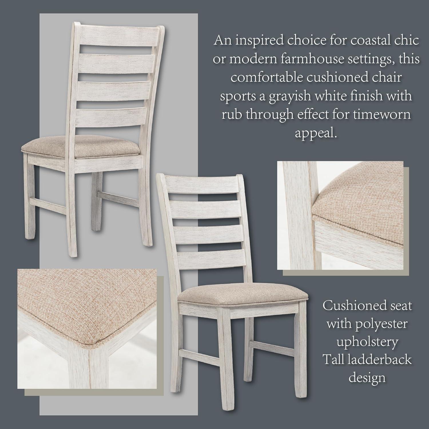 imageSignature Design by Ashley Skempton Modern Farmhouse Dining Room Chair 2 Count Ladderback Design Wood 1775quot W x 215quot D x 3863quot H White and Light BrownWhitewash