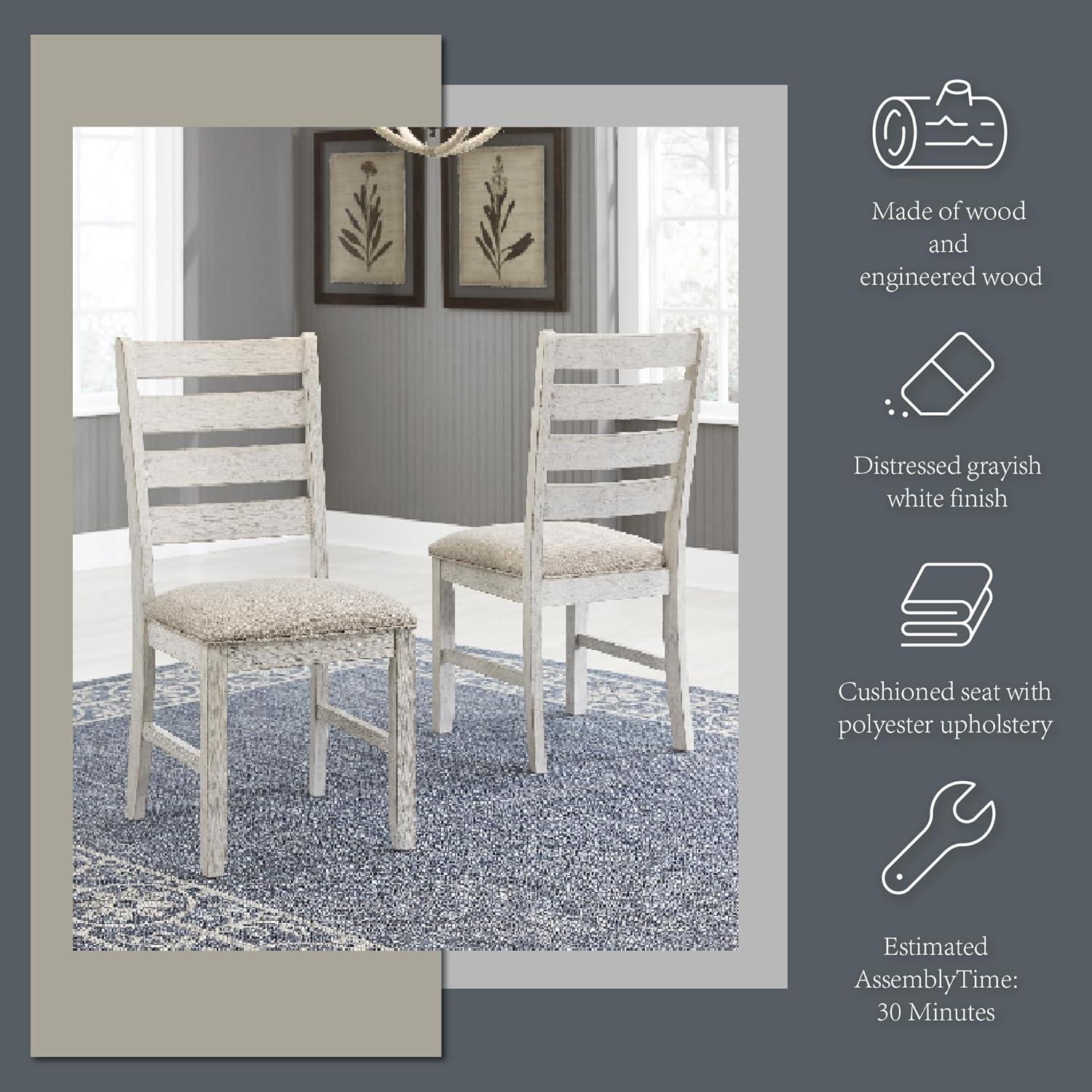 imageSignature Design by Ashley Skempton Modern Farmhouse Dining Room Chair 2 Count Ladderback Design Wood 1775quot W x 215quot D x 3863quot H White and Light BrownWhitewash