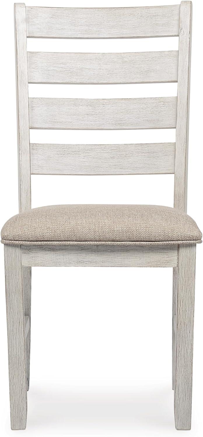 imageSignature Design by Ashley Skempton Modern Farmhouse Dining Room Chair 2 Count Ladderback Design Wood 1775quot W x 215quot D x 3863quot H White and Light BrownWhitewash