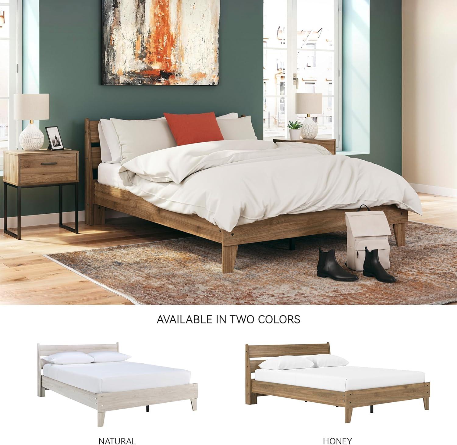 imageSignature Design by Ashley Socalle Casual Queen Platform Bed with Metal Slats No Box Spring Needed BlackHoney Brown
