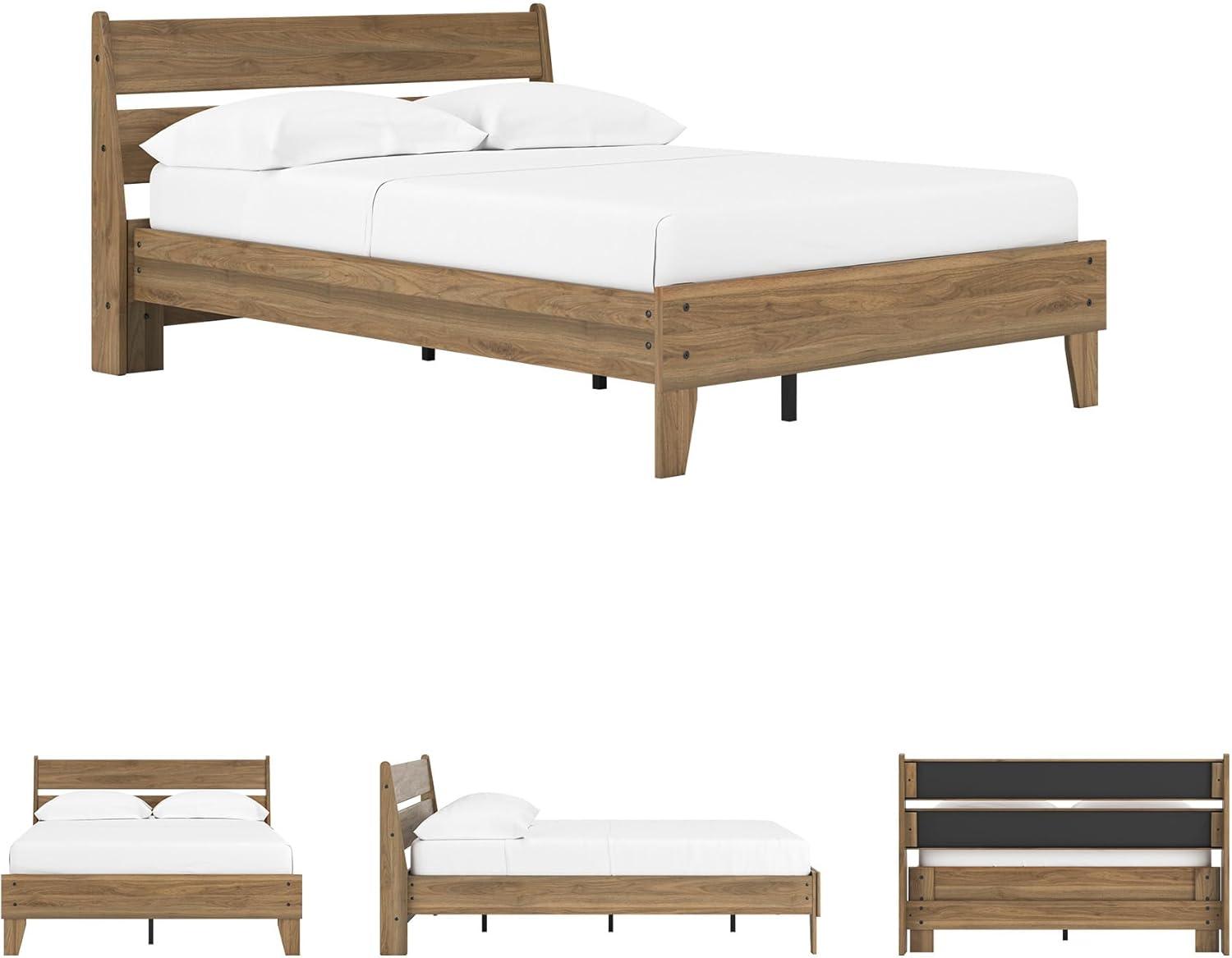 imageSignature Design by Ashley Socalle Casual Queen Platform Bed with Metal Slats No Box Spring Needed BlackHoney Brown