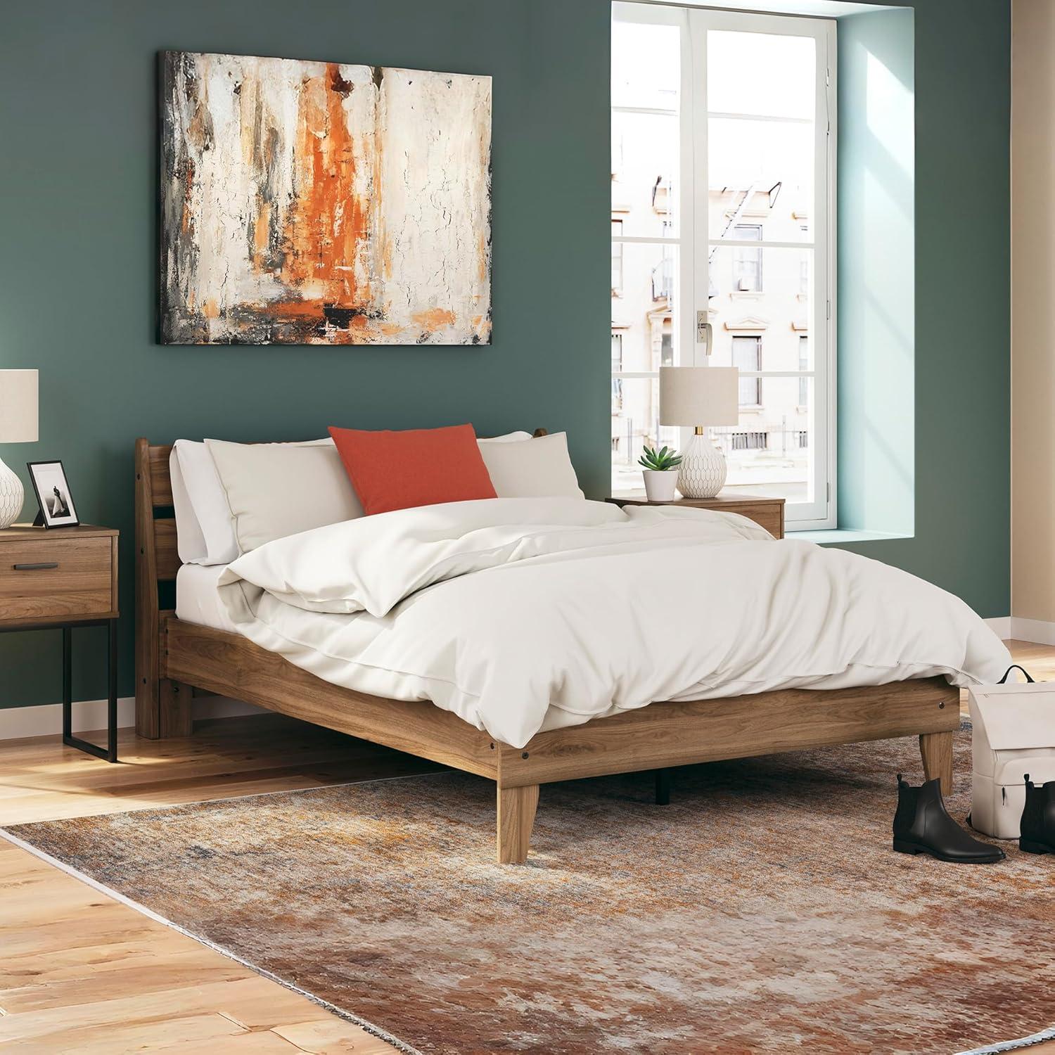 imageSignature Design by Ashley Socalle Casual Queen Platform Bed with Metal Slats No Box Spring Needed BlackHoney Brown