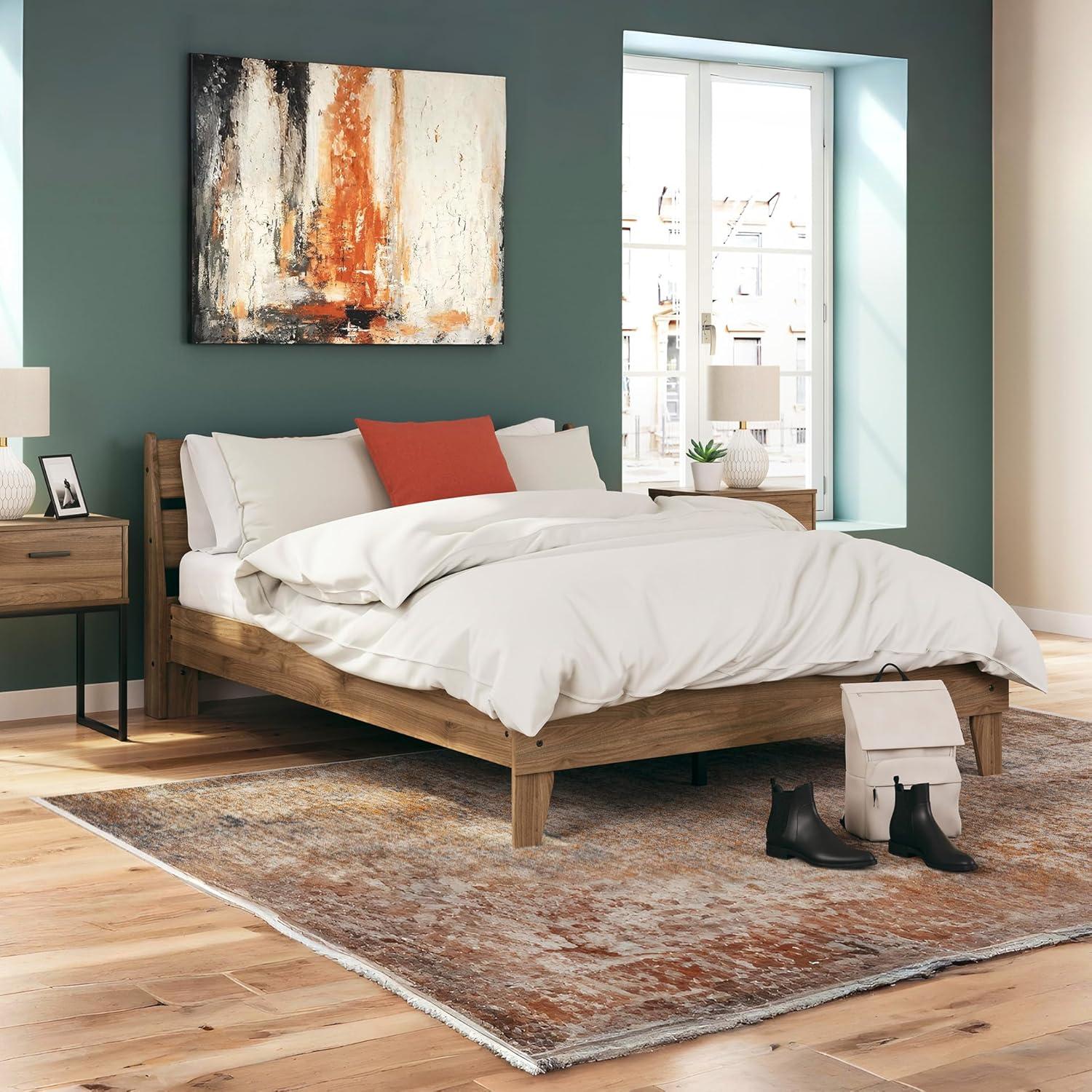 imageSignature Design by Ashley Socalle Casual Queen Platform Bed with Metal Slats No Box Spring Needed BlackHoney Brown