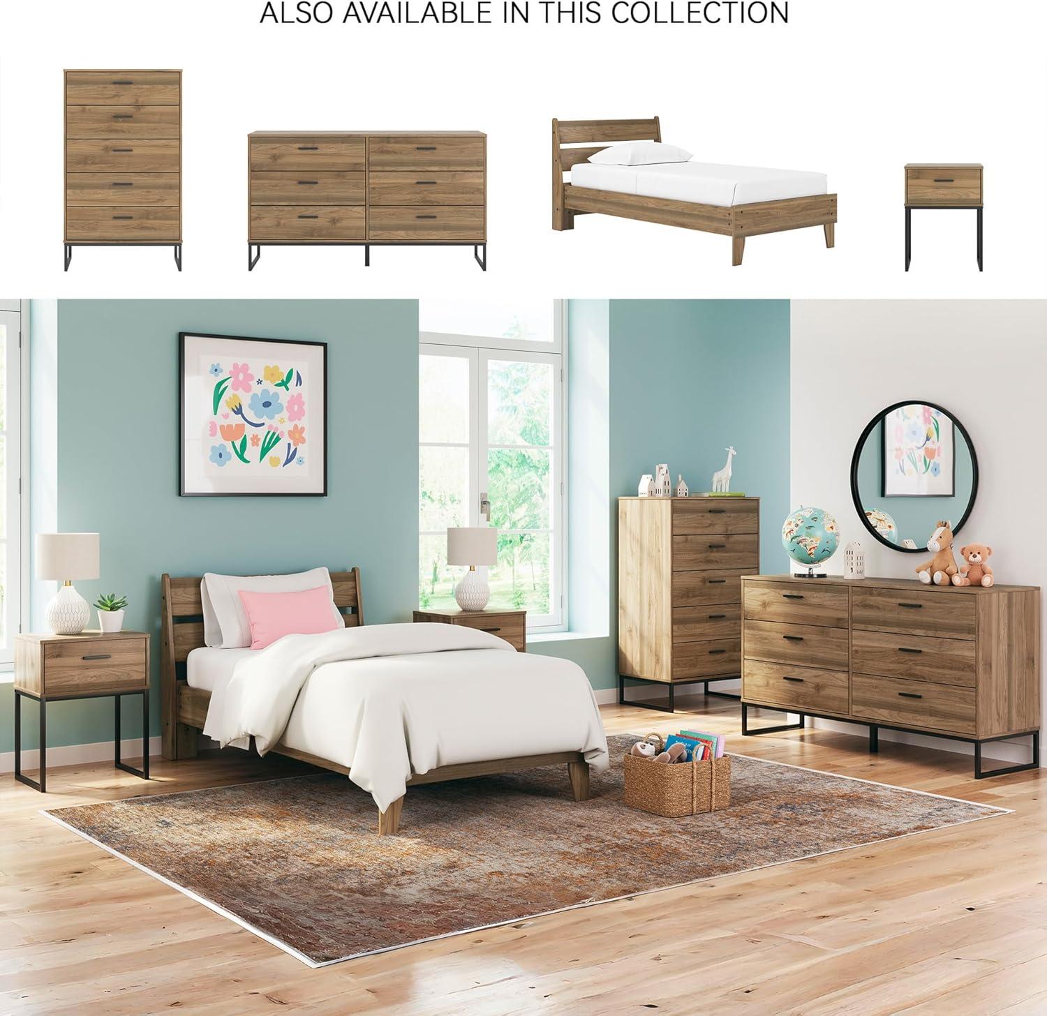 imageSignature Design by Ashley Socalle Casual Queen Platform Bed with Metal Slats No Box Spring Needed BlackHoney Brown