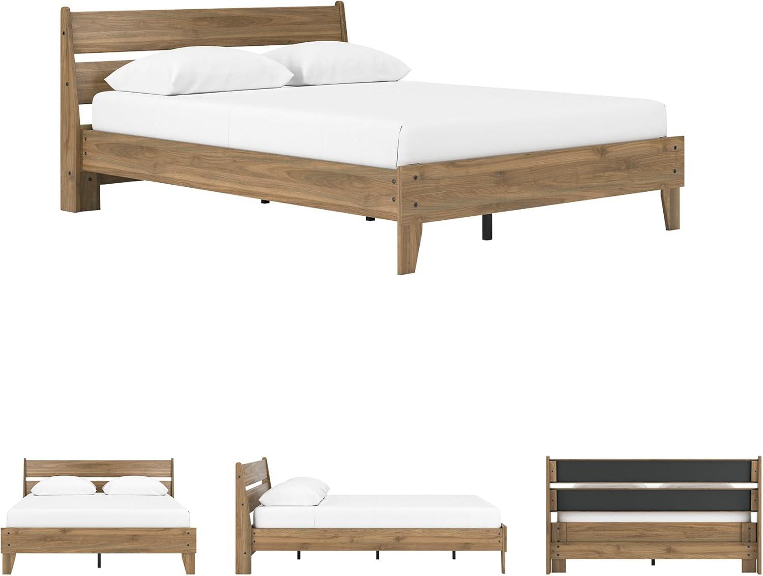 imageSignature Design by Ashley Socalle Casual Queen Platform Bed with Metal Slats No Box Spring Needed BlackHoney Brown