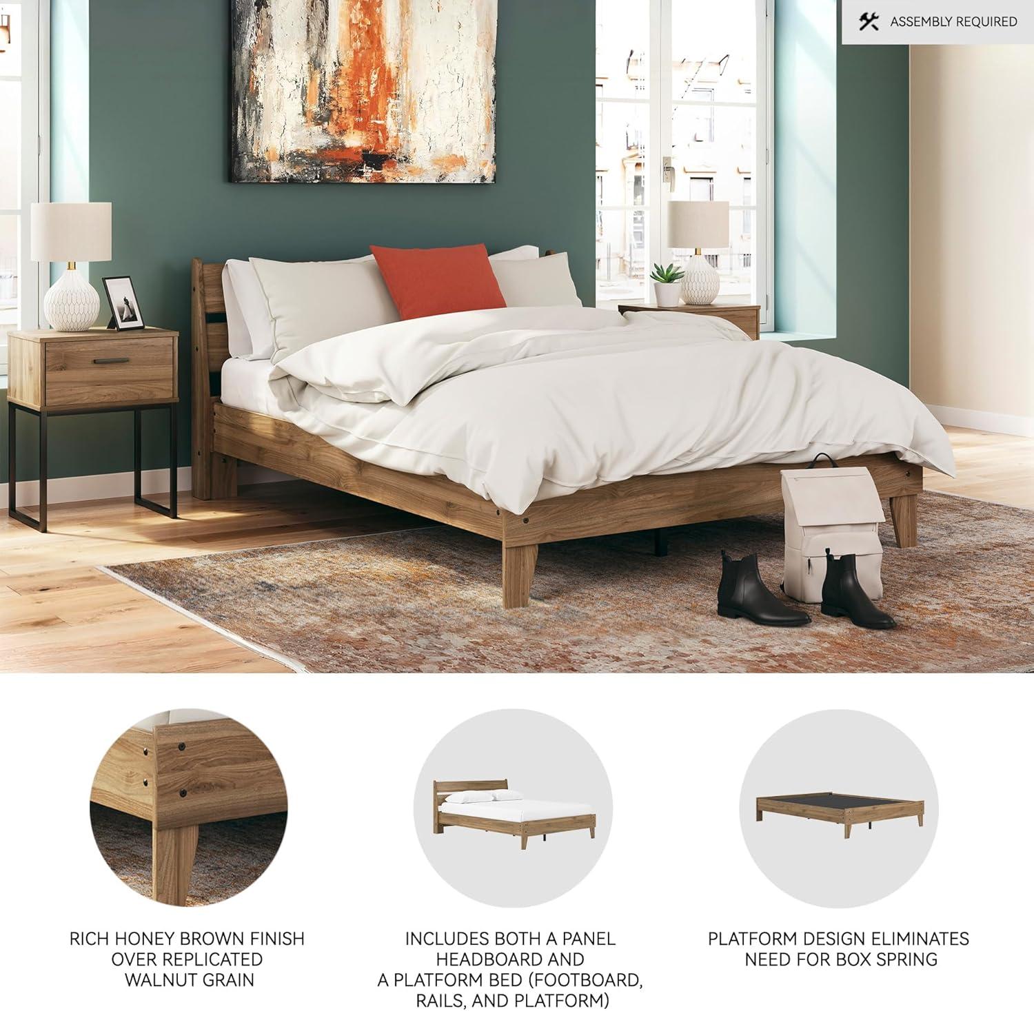 imageSignature Design by Ashley Socalle Casual Queen Platform Bed with Metal Slats No Box Spring Needed BlackHoney Brown