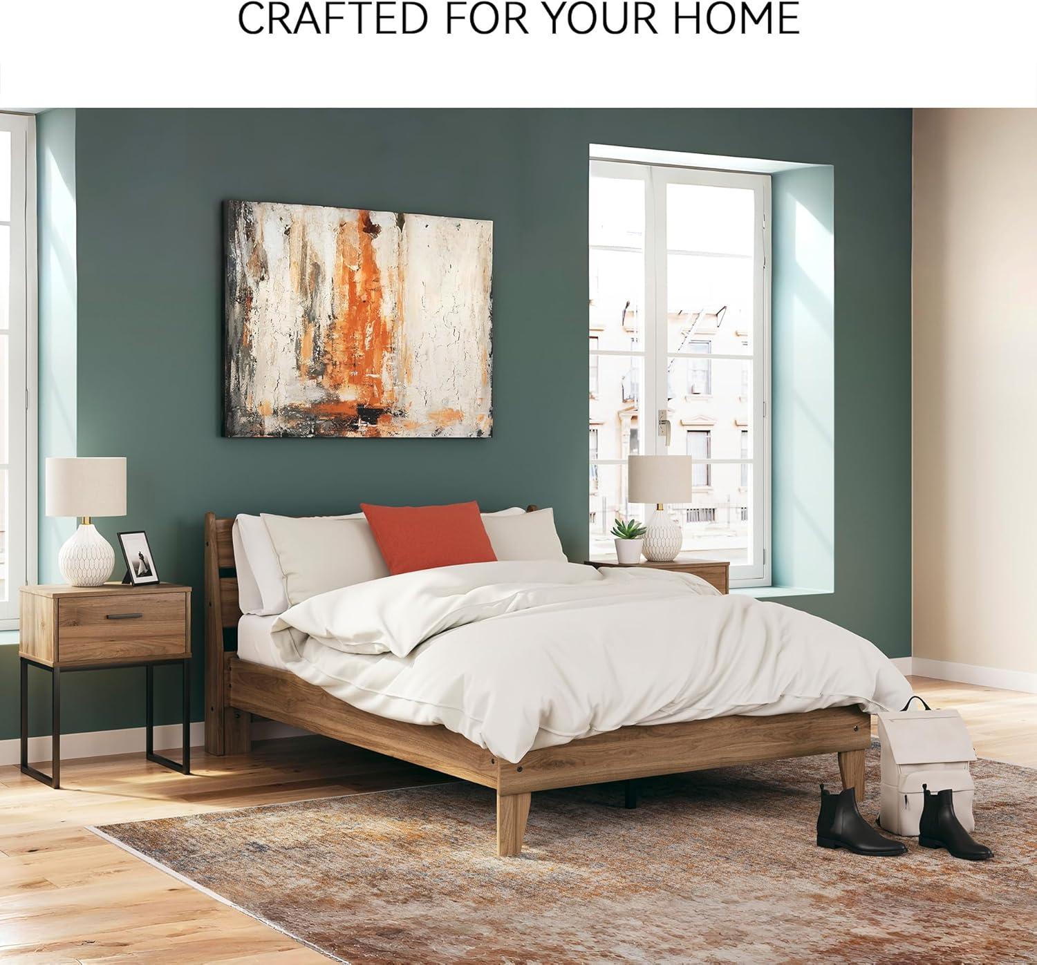 imageSignature Design by Ashley Socalle Casual Queen Platform Bed with Metal Slats No Box Spring Needed BlackHoney Brown