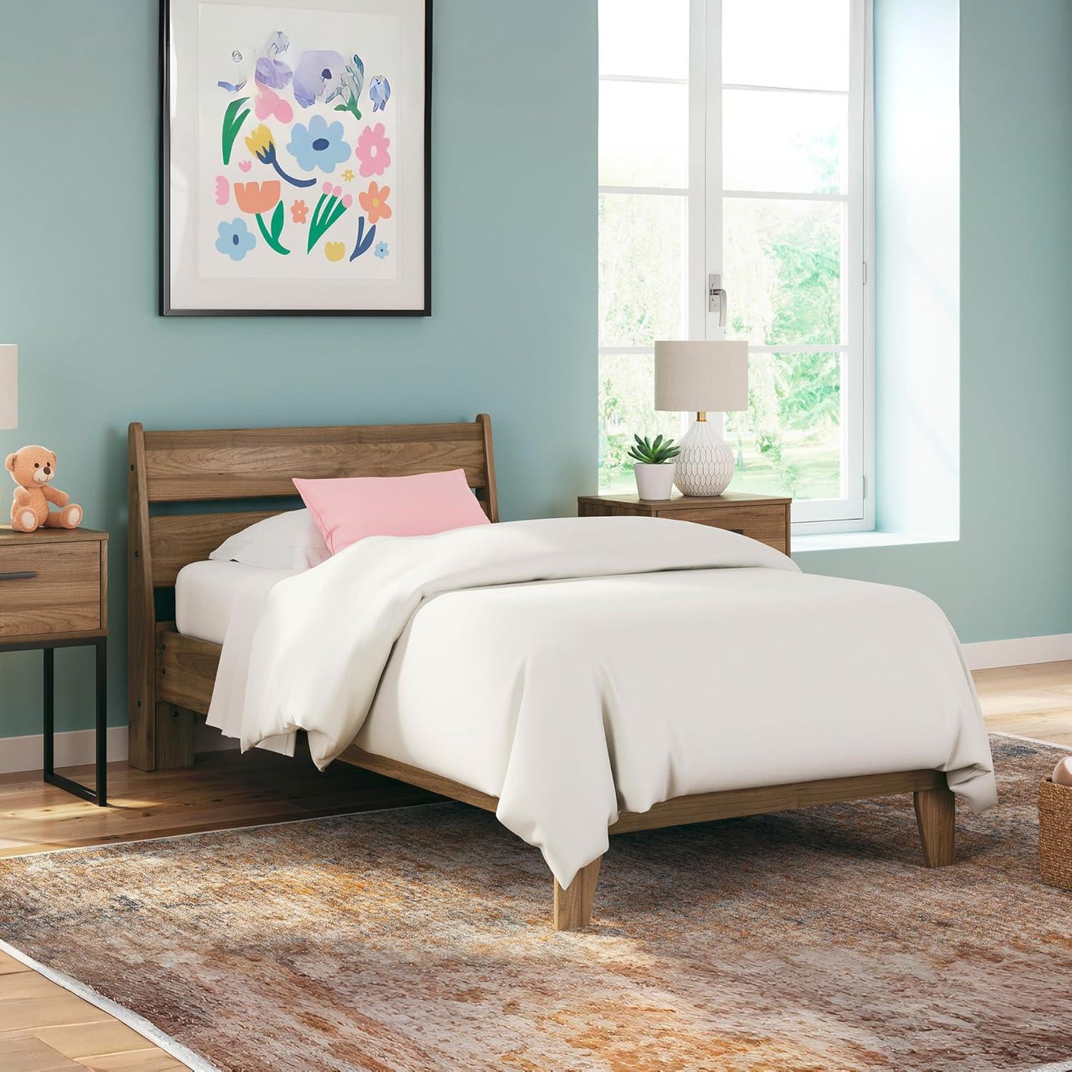 imageSignature Design by Ashley Socalle Casual Queen Platform Bed with Metal Slats No Box Spring Needed BlackHoney Brown