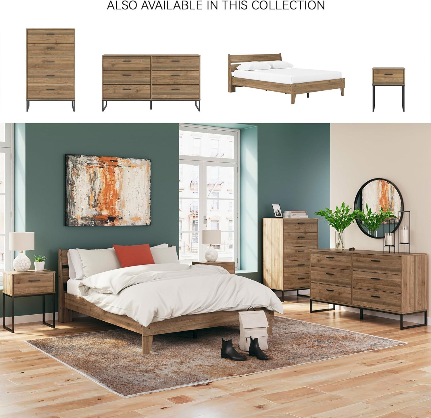 imageSignature Design by Ashley Socalle Casual Queen Platform Bed with Metal Slats No Box Spring Needed BlackHoney Brown