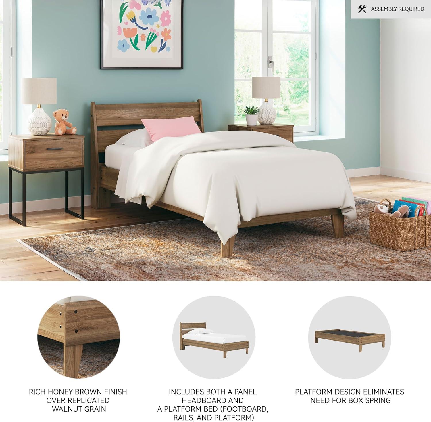 imageSignature Design by Ashley Socalle Casual Queen Platform Bed with Metal Slats No Box Spring Needed BlackHoney Brown