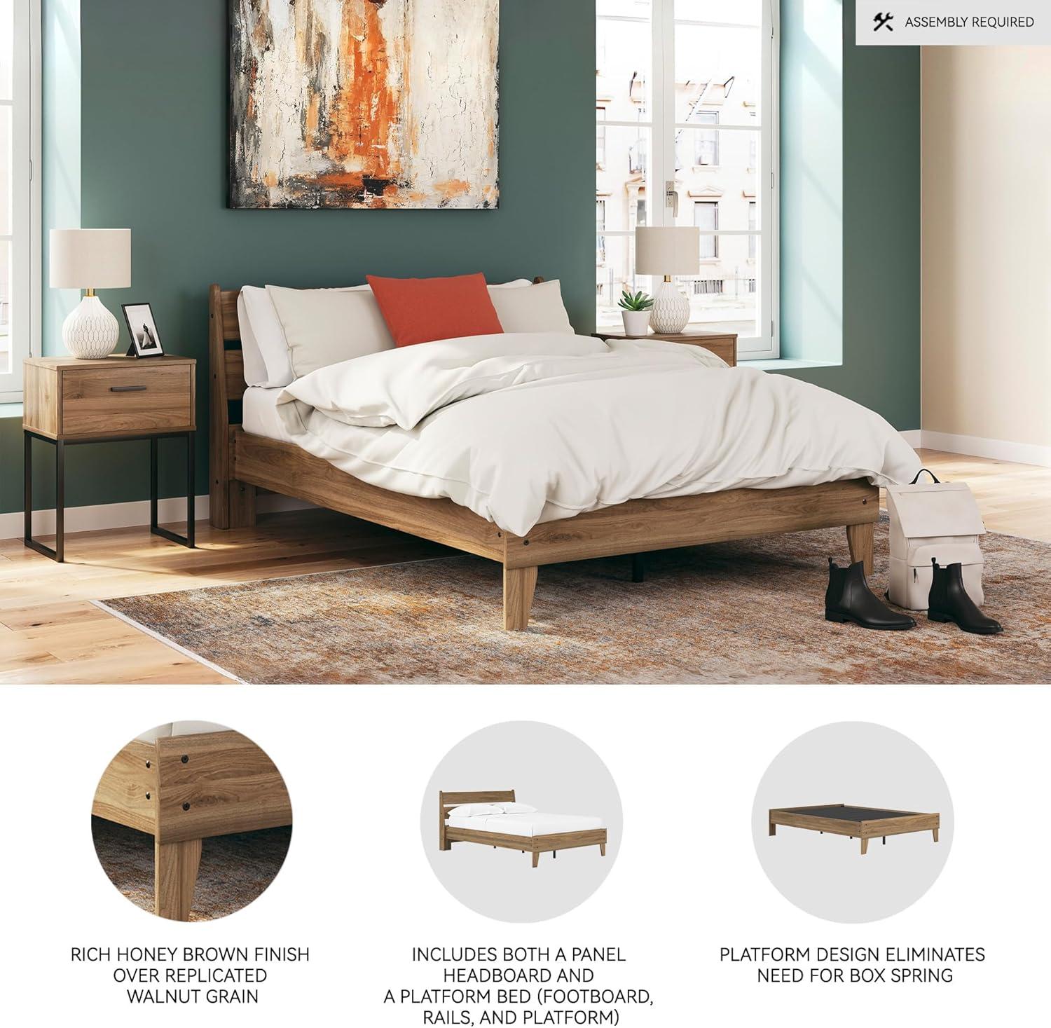 imageSignature Design by Ashley Socalle Casual Queen Platform Bed with Metal Slats No Box Spring Needed BlackHoney Brown