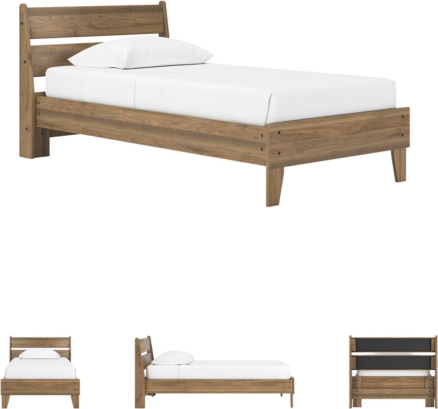 imageSignature Design by Ashley Socalle Casual Queen Platform Bed with Metal Slats No Box Spring Needed BlackHoney Brown