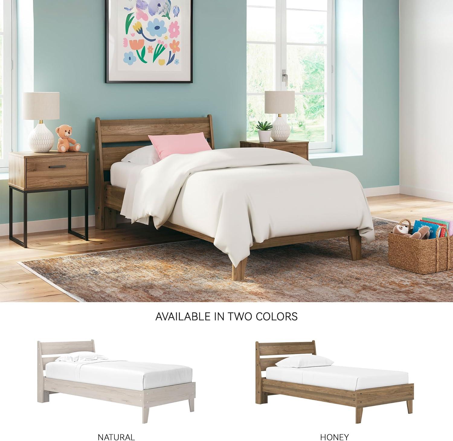 imageSignature Design by Ashley Socalle Casual Queen Platform Bed with Metal Slats No Box Spring Needed BlackHoney Brown