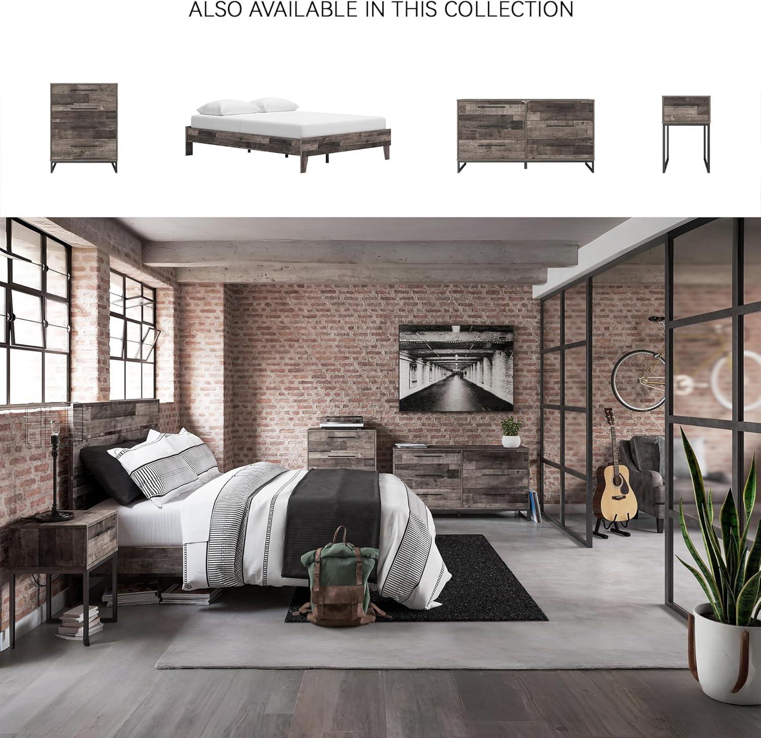 imageSignature Design by Ashley Socalle Casual Queen Platform Bed with Metal Slats No Box Spring Needed BlackRustic Gray