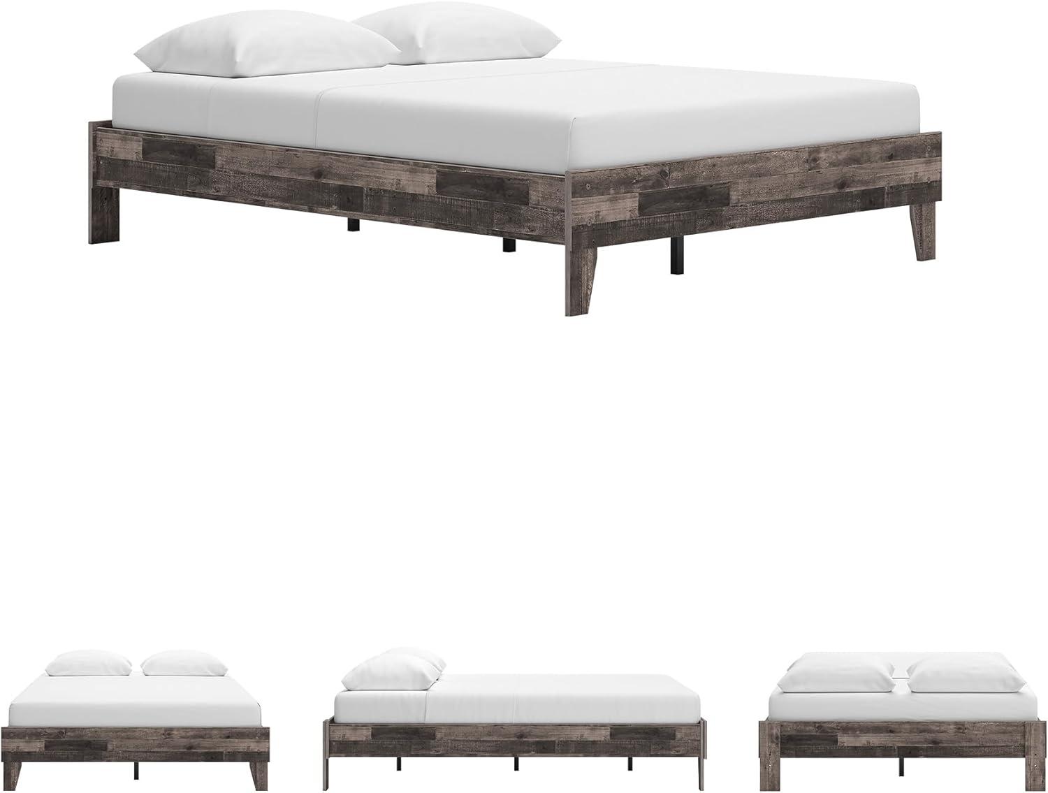 imageSignature Design by Ashley Socalle Casual Queen Platform Bed with Metal Slats No Box Spring Needed BlackRustic Gray