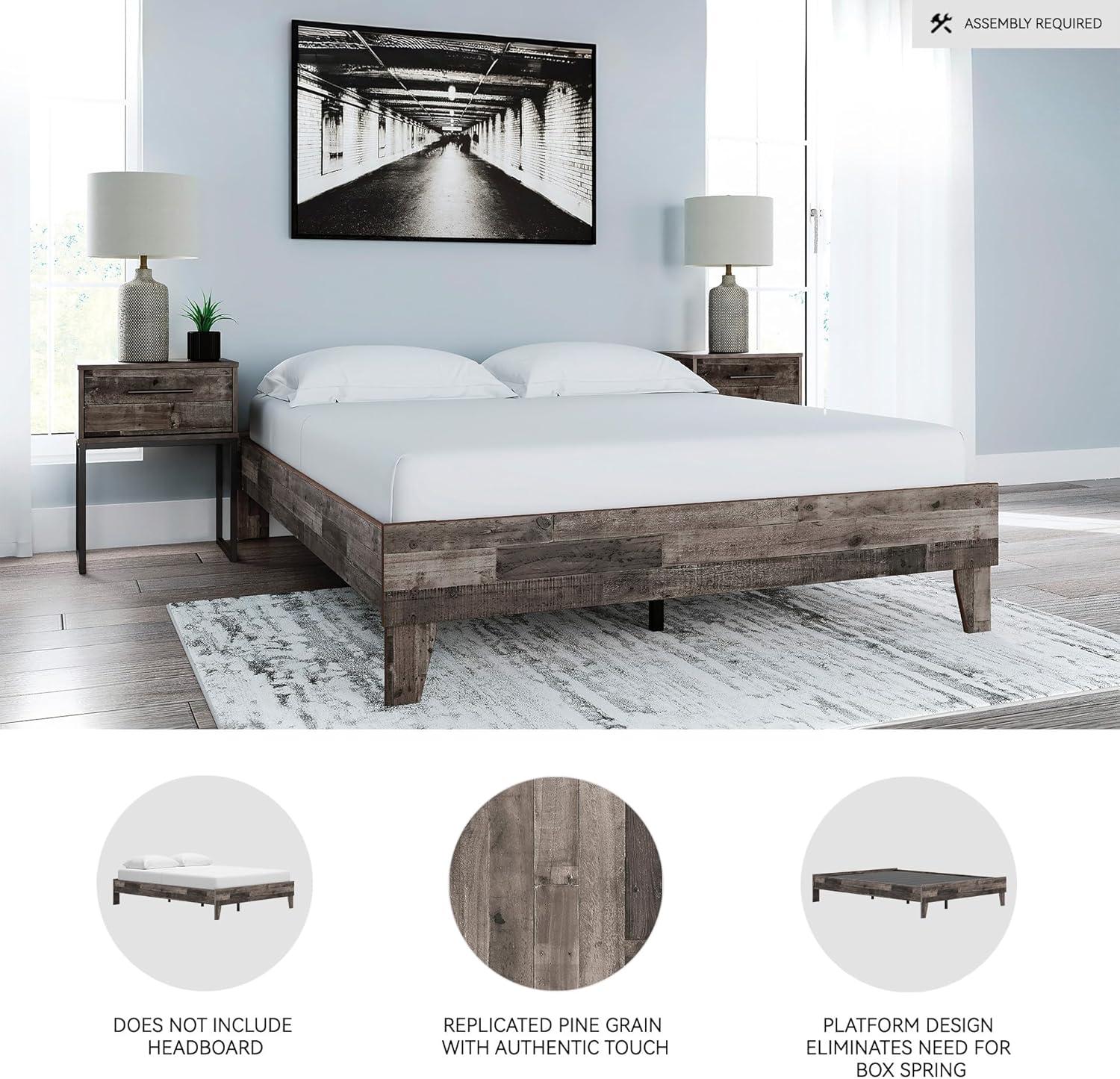 imageSignature Design by Ashley Socalle Casual Queen Platform Bed with Metal Slats No Box Spring Needed BlackRustic Gray