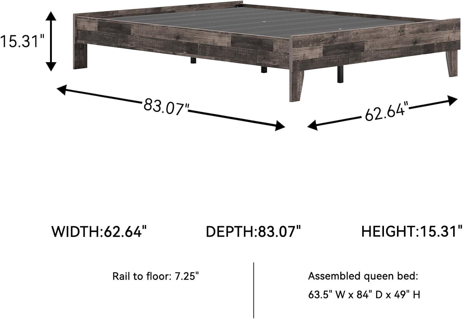 imageSignature Design by Ashley Socalle Casual Queen Platform Bed with Metal Slats No Box Spring Needed BlackRustic Gray