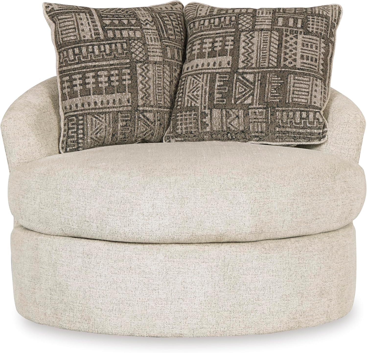 imageSignature Design by Ashley Soletren Contemporary Chenille 360Degree Swivel Accent Chair OffWhiteOffwhite