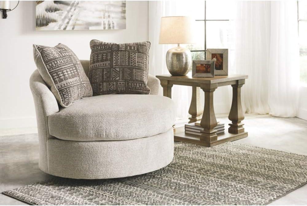 imageSignature Design by Ashley Soletren Contemporary Chenille 360Degree Swivel Accent Chair OffWhiteOffwhite