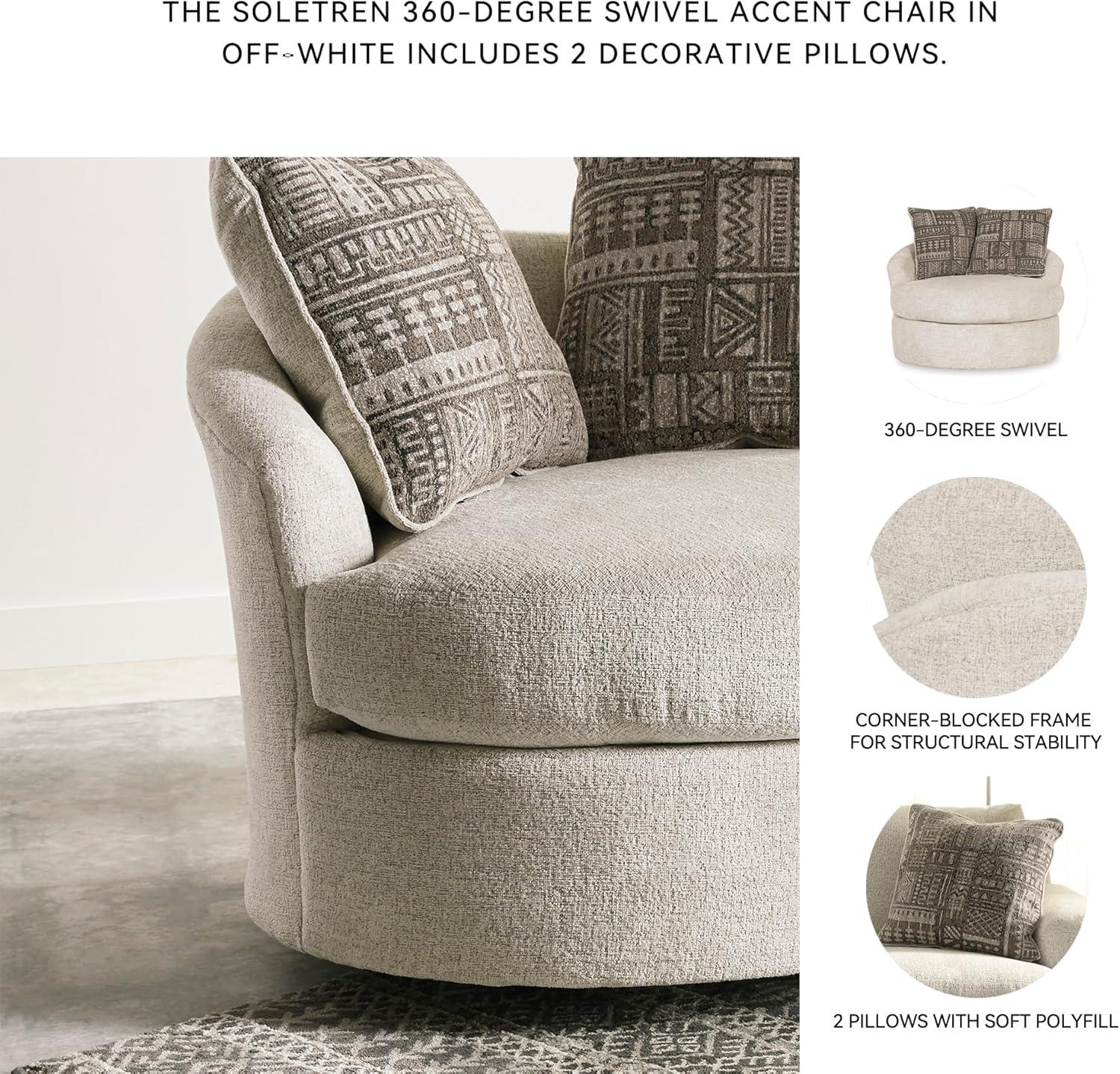 imageSignature Design by Ashley Soletren Contemporary Chenille 360Degree Swivel Accent Chair OffWhiteOffwhite