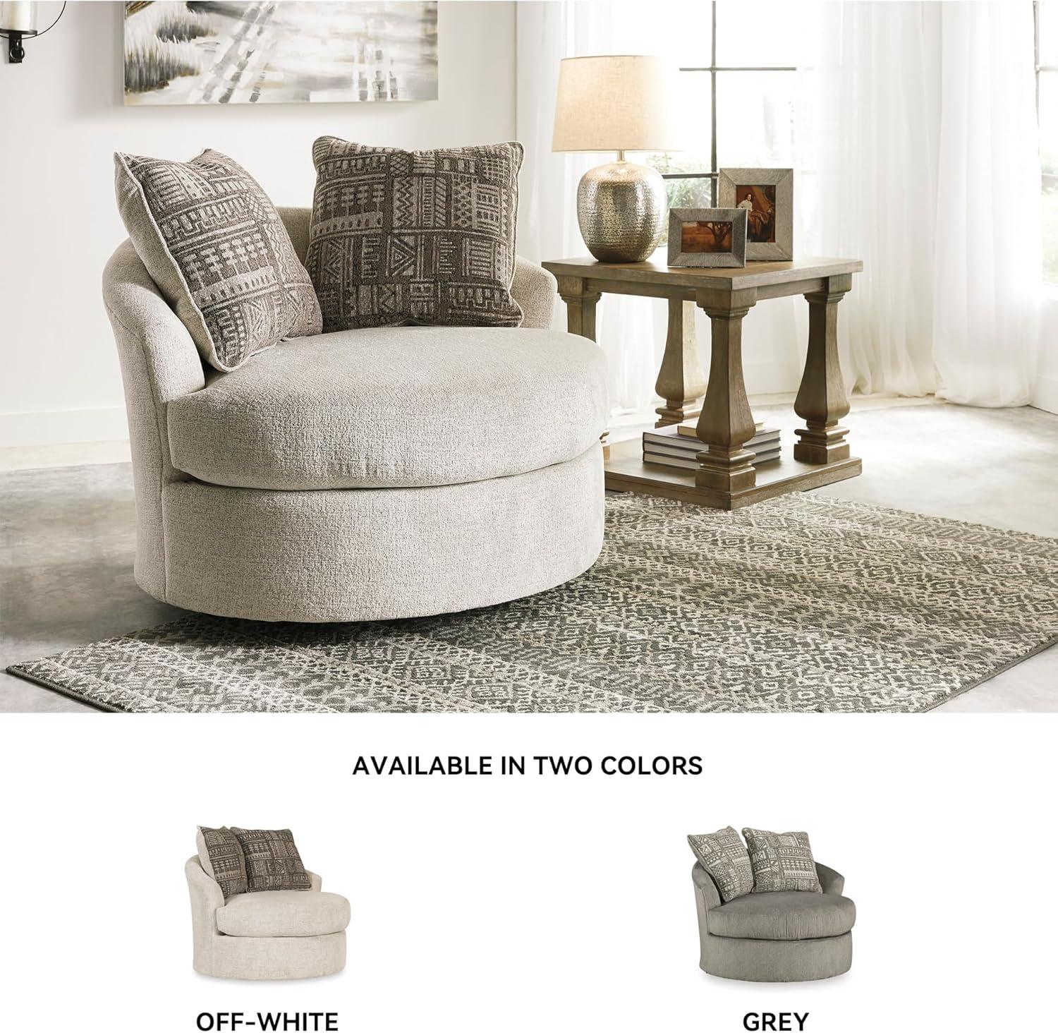 imageSignature Design by Ashley Soletren Contemporary Chenille 360Degree Swivel Accent Chair OffWhiteOffwhite