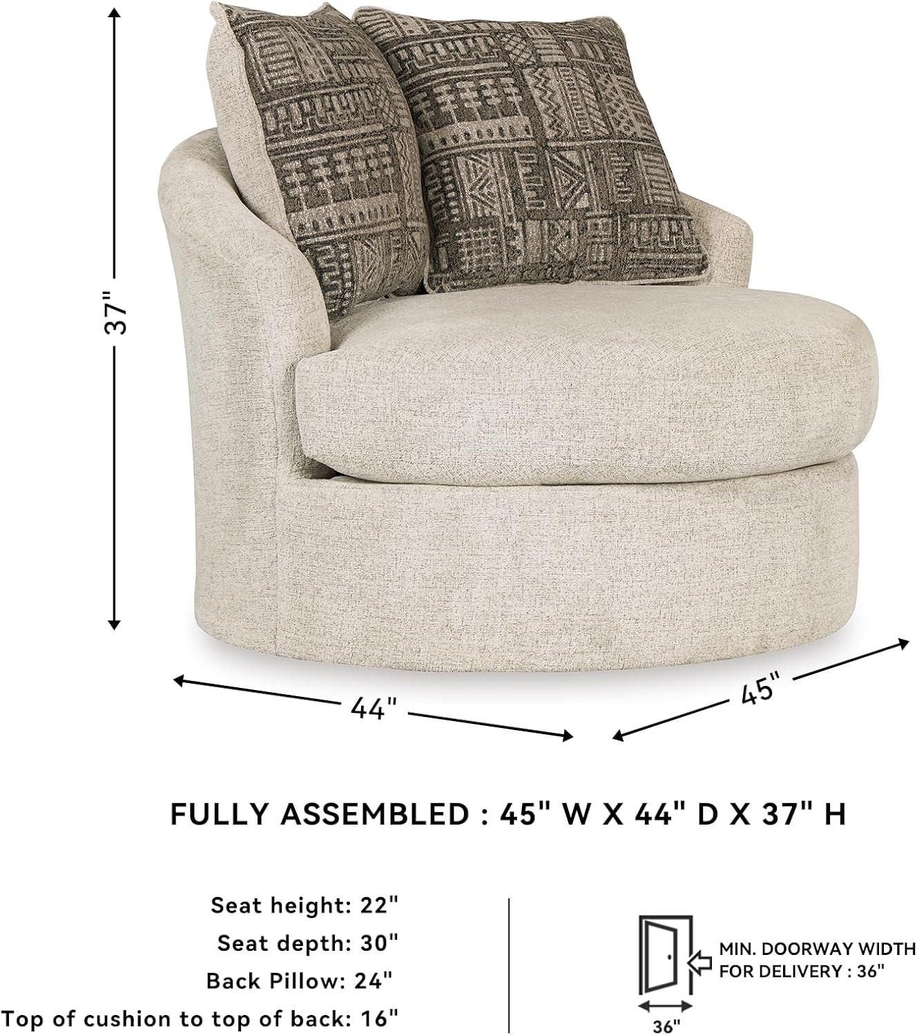 imageSignature Design by Ashley Soletren Contemporary Chenille 360Degree Swivel Accent Chair OffWhiteOffwhite