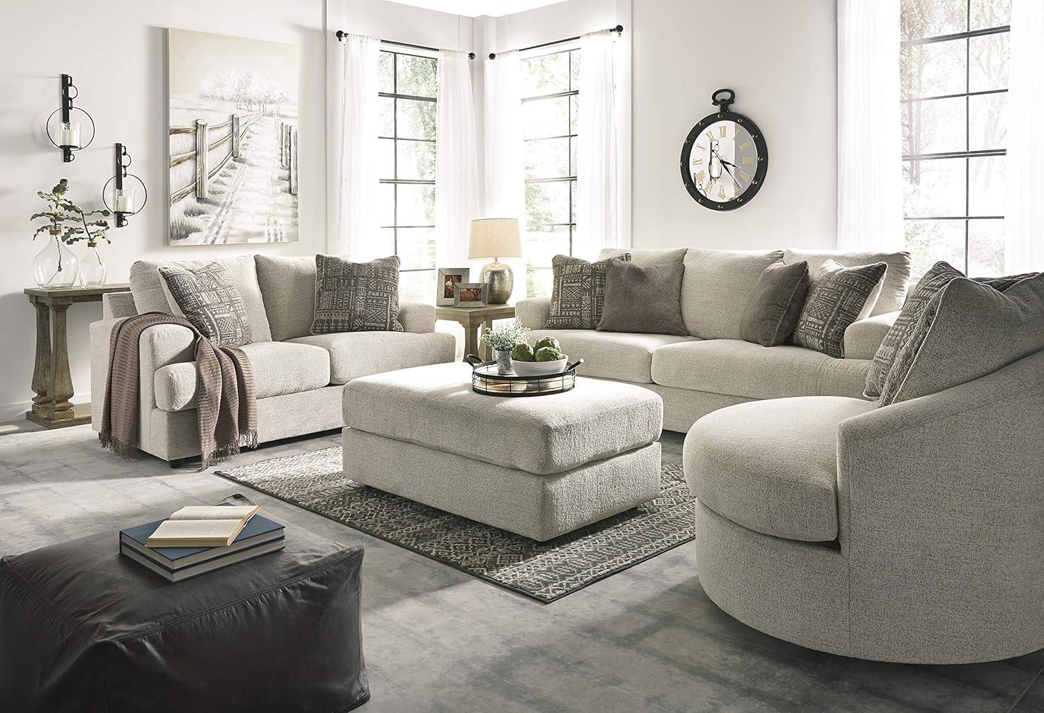 imageSignature Design by Ashley Soletren Contemporary Chenille Oversized Ottoman GrayCream