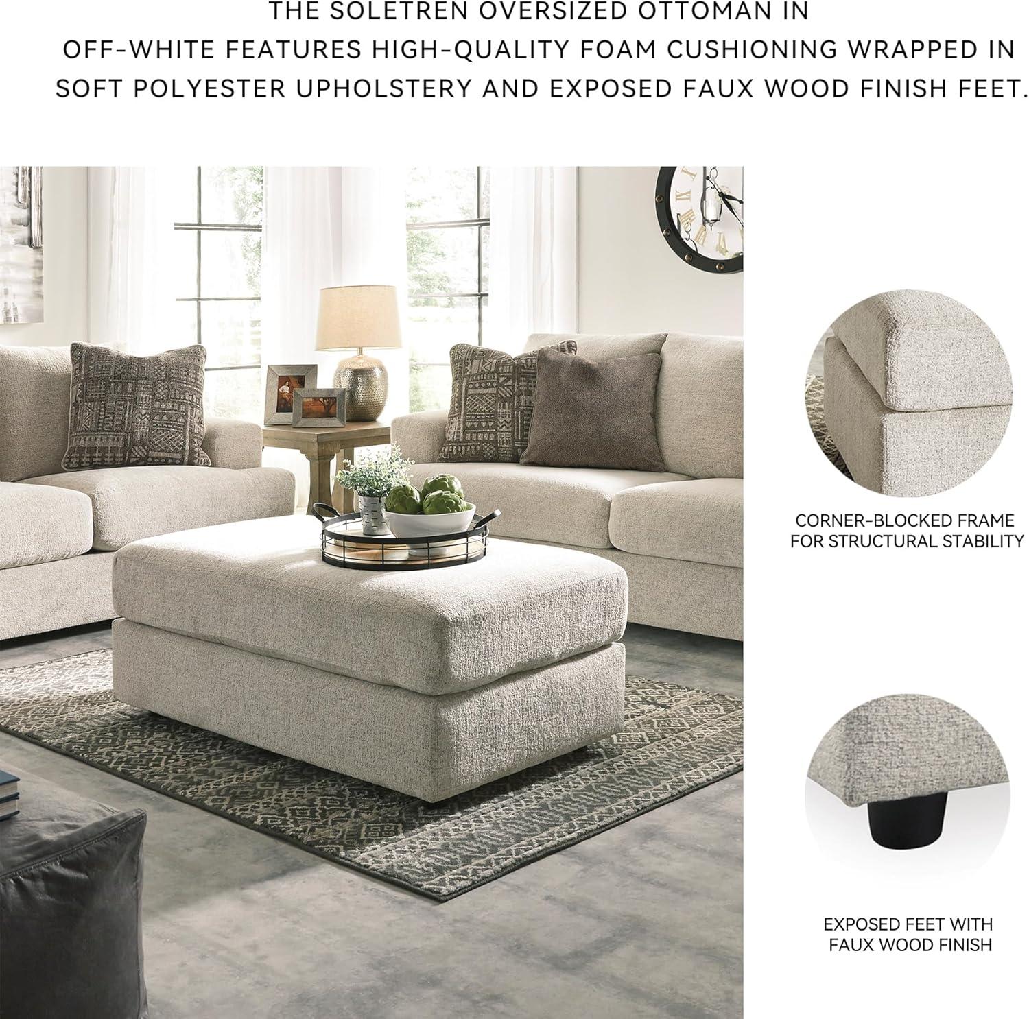 imageSignature Design by Ashley Soletren Contemporary Chenille Oversized Ottoman GrayCream