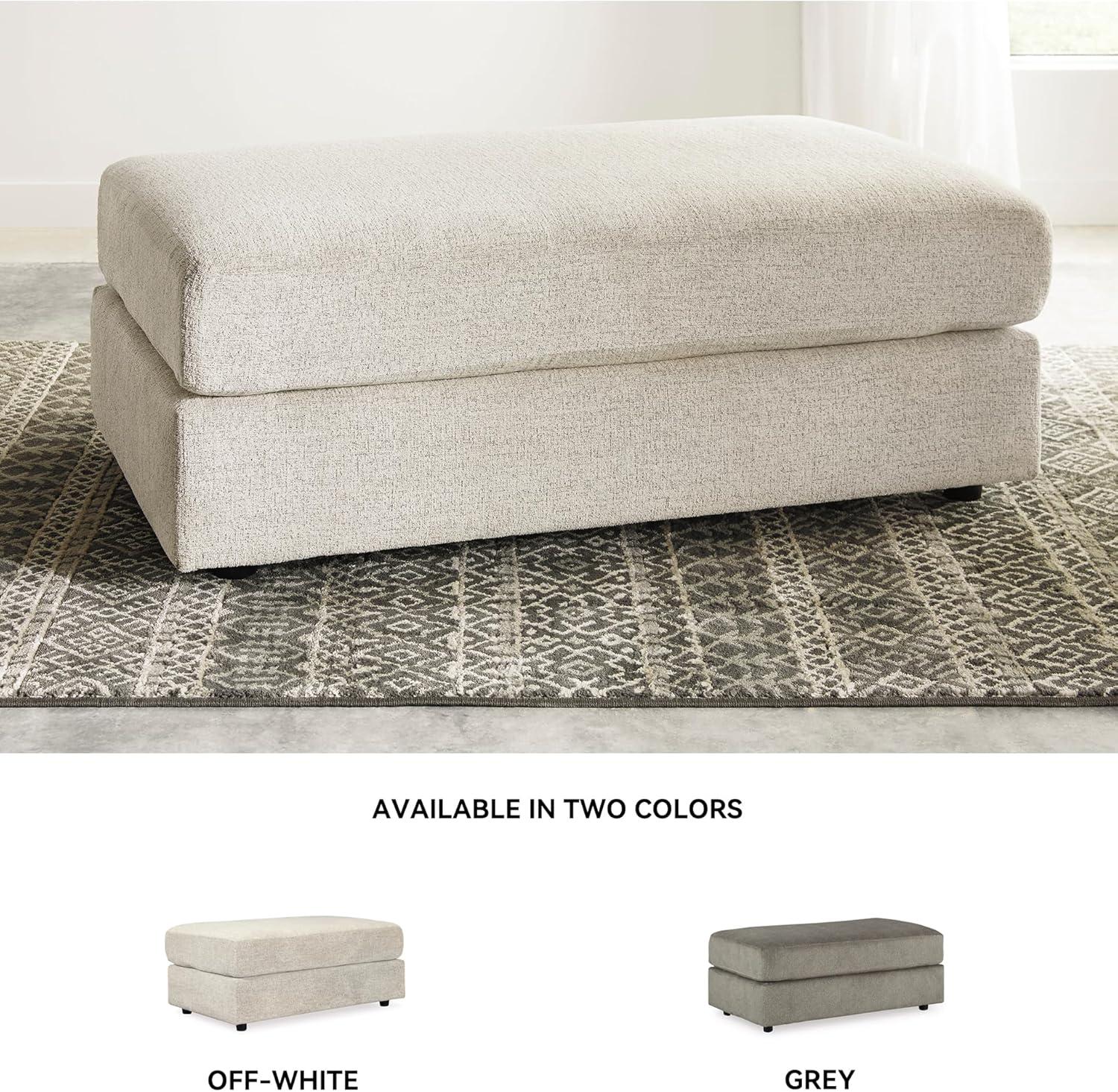 imageSignature Design by Ashley Soletren Contemporary Chenille Oversized Ottoman GrayCream