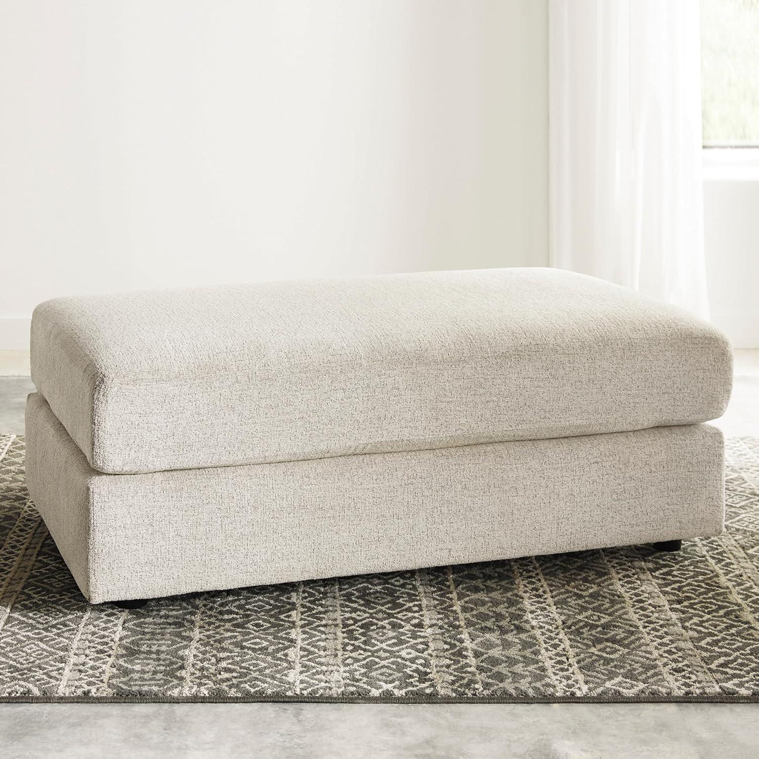 imageSignature Design by Ashley Soletren Contemporary Chenille Oversized Ottoman GrayCream