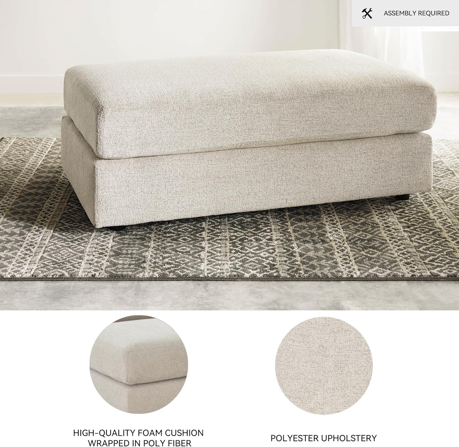 imageSignature Design by Ashley Soletren Contemporary Chenille Oversized Ottoman GrayCream
