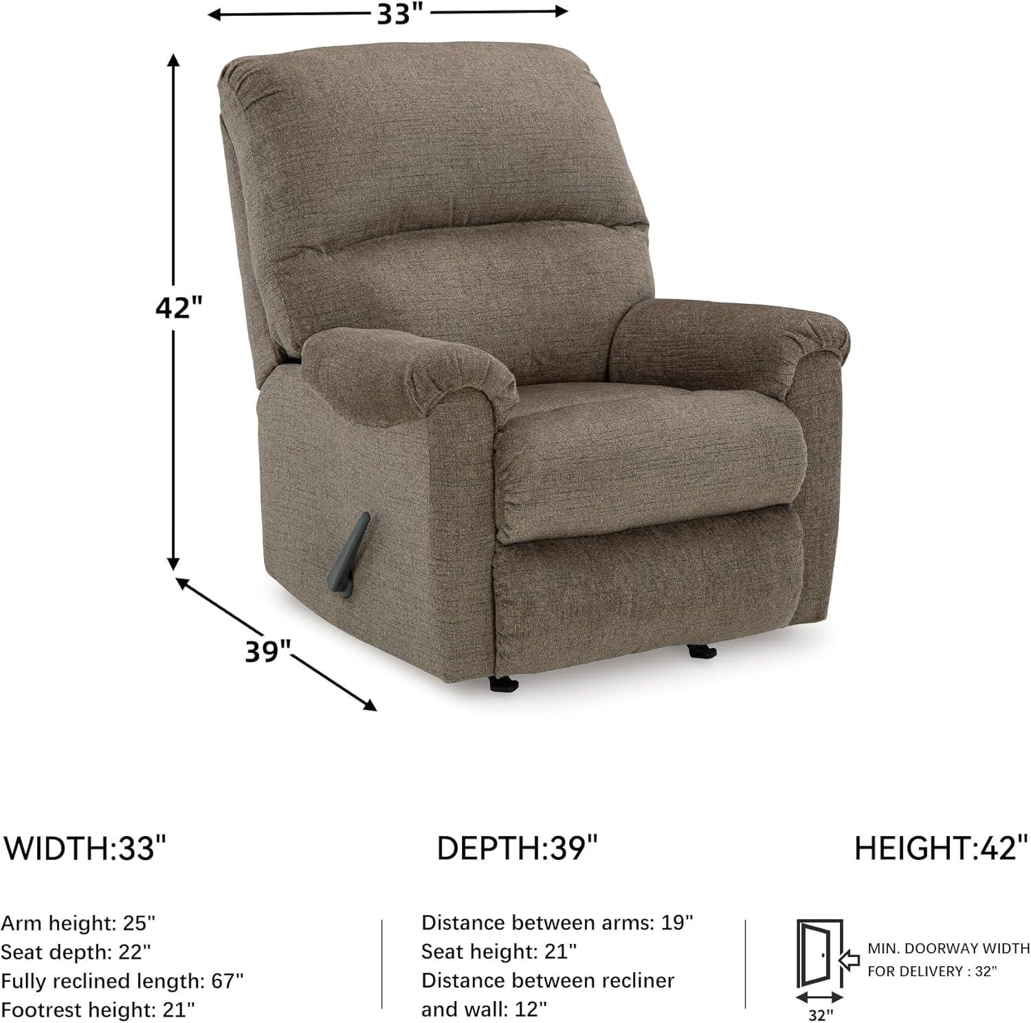 imageSignature Design by Ashley Stonemeade Casual Manual Rocker Recliner Light BrownDark Brown