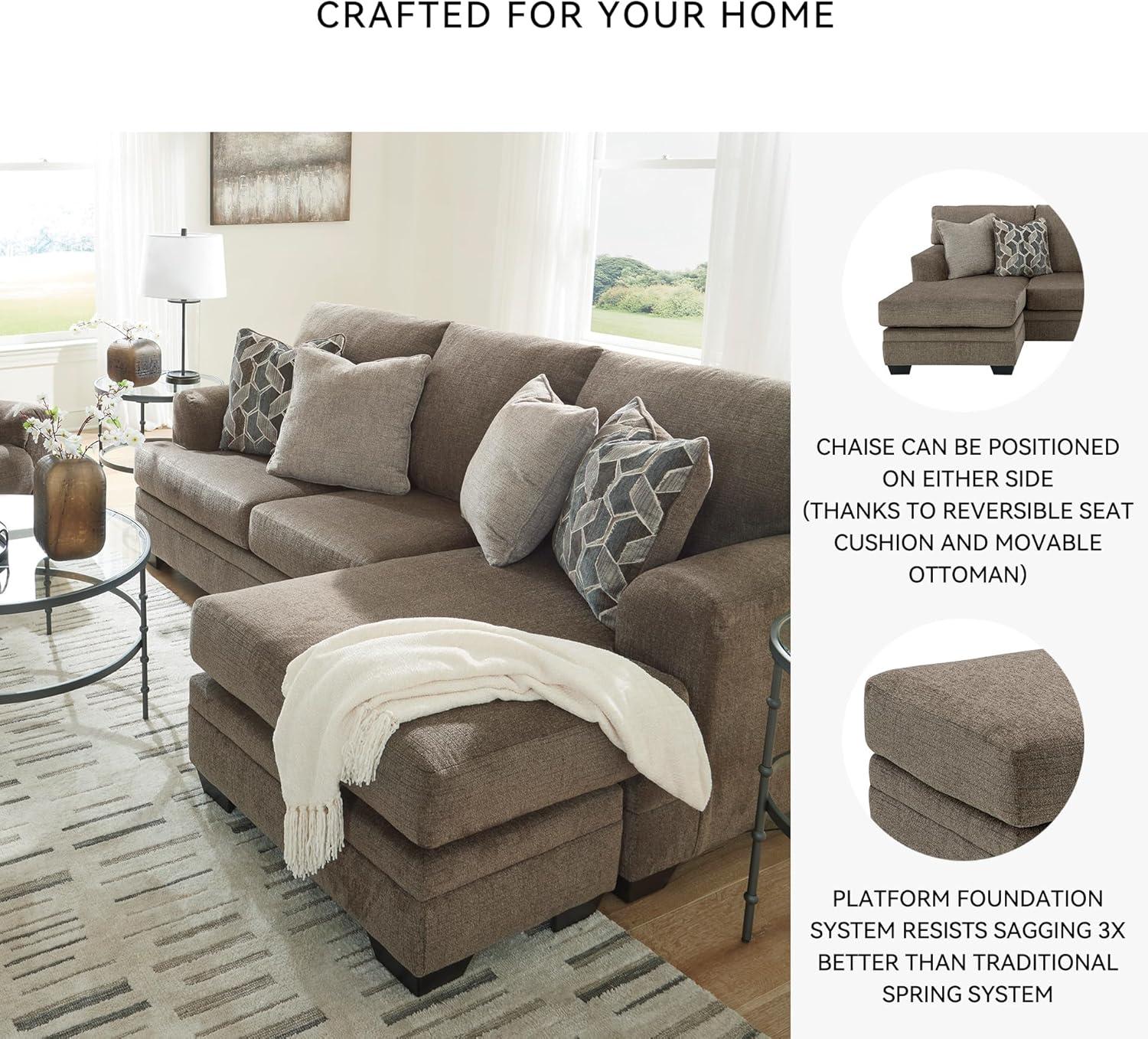imageSignature Design by Ashley Stonemeade Casual RightArm Facing Sofa Chaise with 4 Toss Pillows Dark BrownDark Brown
