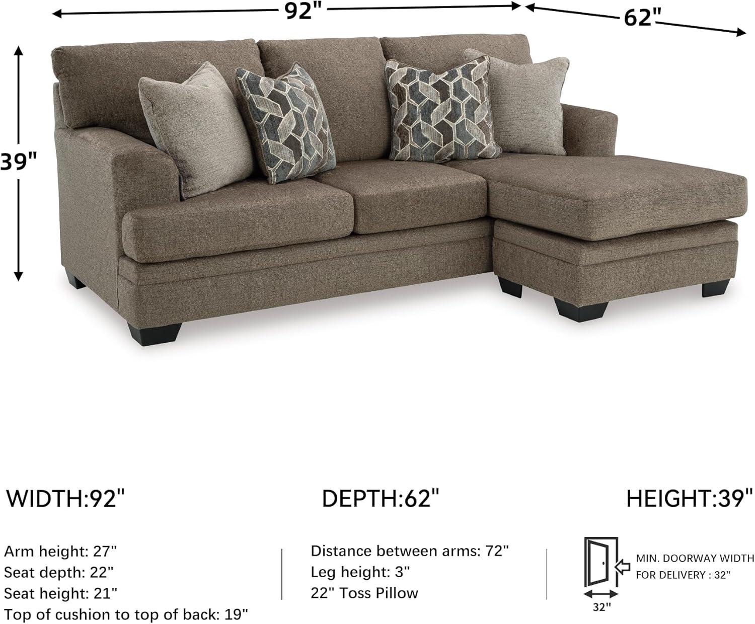 imageSignature Design by Ashley Stonemeade Casual RightArm Facing Sofa Chaise with 4 Toss Pillows Dark BrownDark Brown