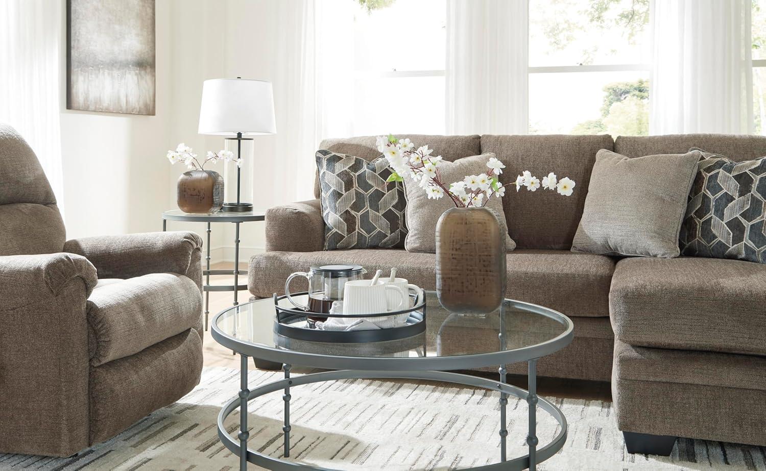 imageSignature Design by Ashley Stonemeade Casual RightArm Facing Sofa Chaise with 4 Toss Pillows Dark BrownDark Brown
