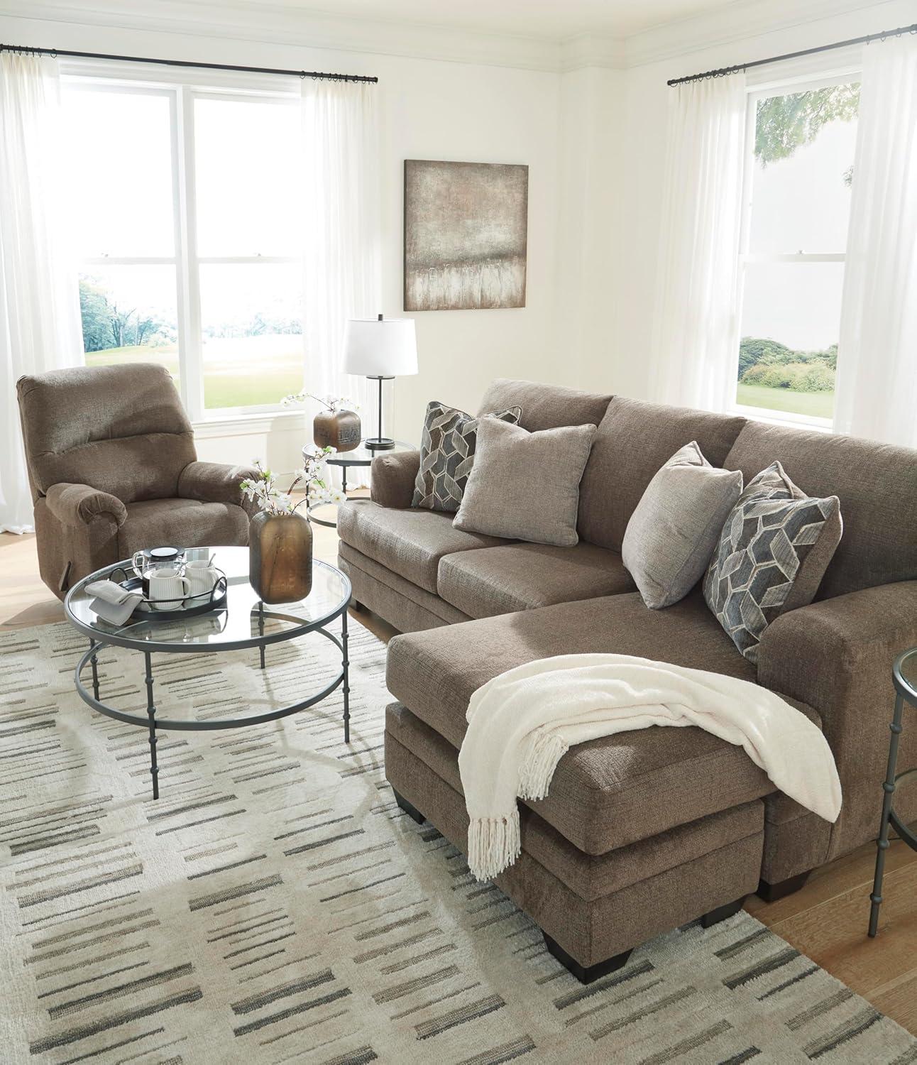 imageSignature Design by Ashley Stonemeade Casual RightArm Facing Sofa Chaise with 4 Toss Pillows Dark BrownDark Brown