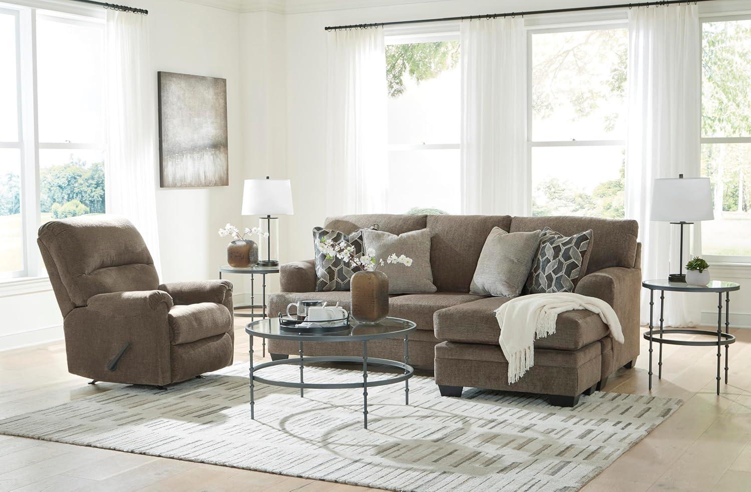 imageSignature Design by Ashley Stonemeade Casual RightArm Facing Sofa Chaise with 4 Toss Pillows Dark BrownDark Brown