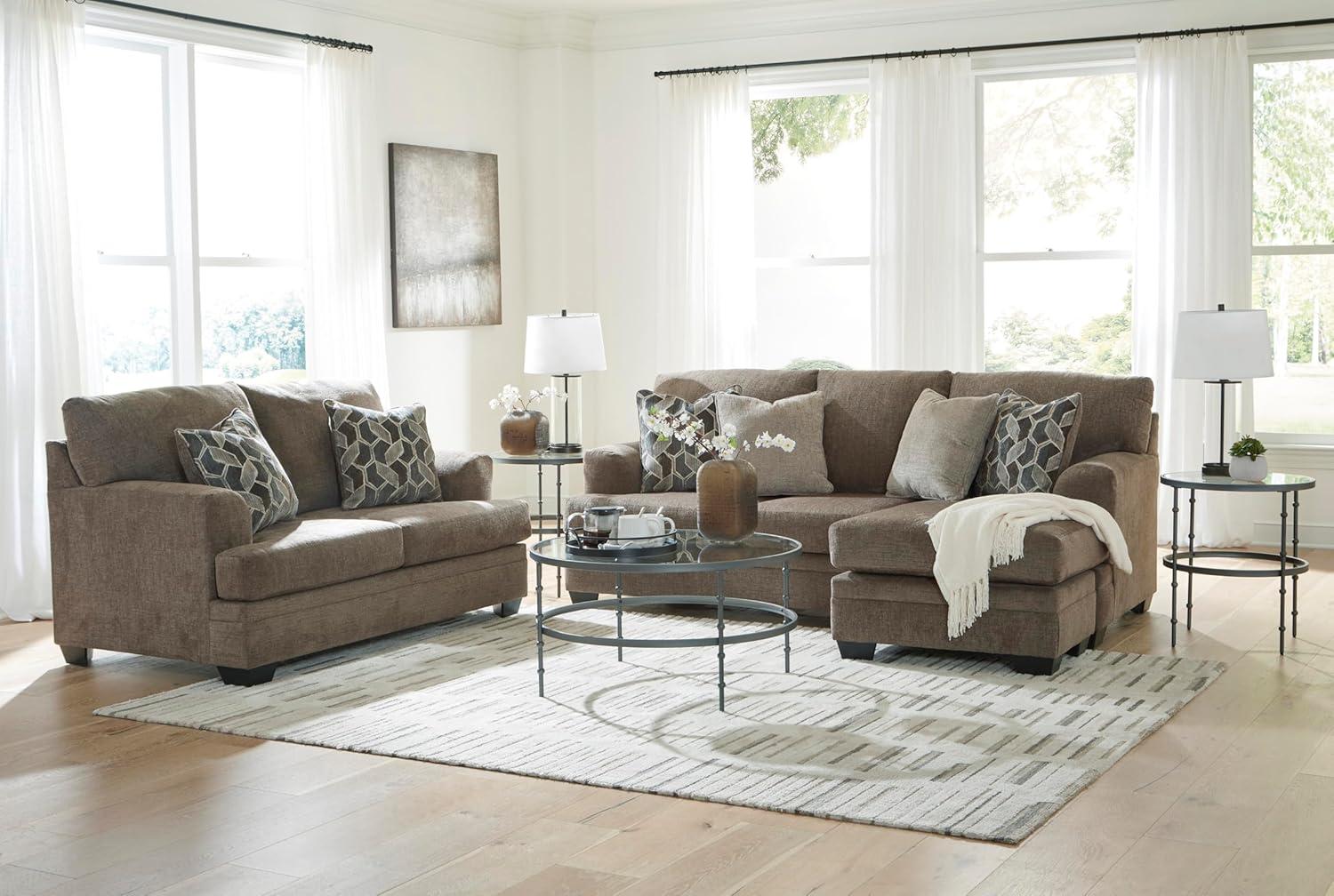 imageSignature Design by Ashley Stonemeade Casual RightArm Facing Sofa Chaise with 4 Toss Pillows Dark BrownDark Brown