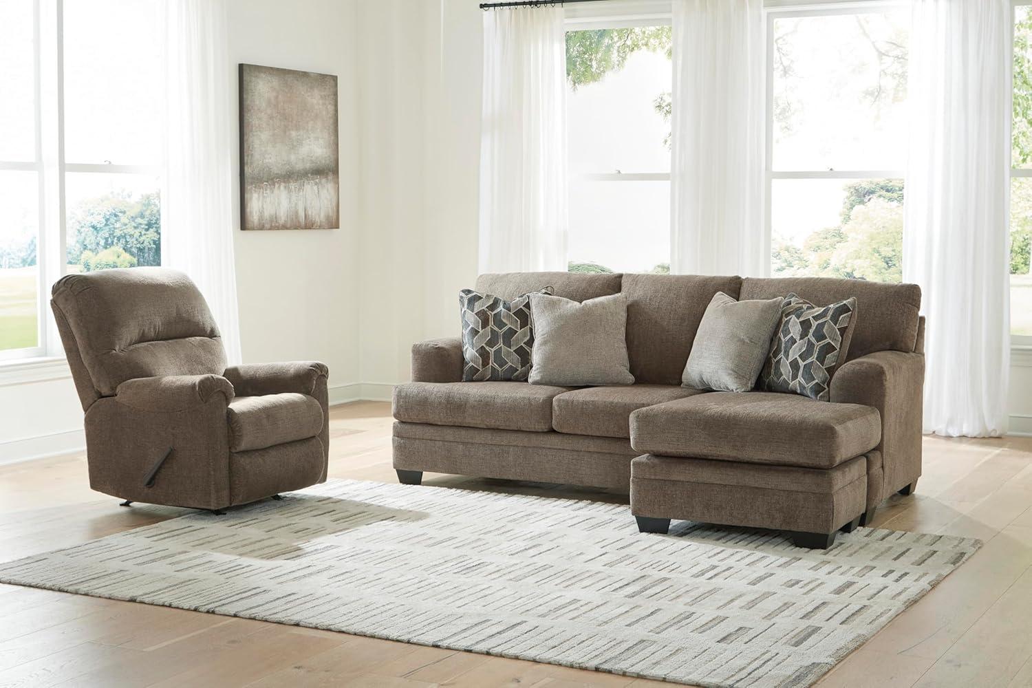 imageSignature Design by Ashley Stonemeade Casual RightArm Facing Sofa Chaise with 4 Toss Pillows Dark BrownDark Brown