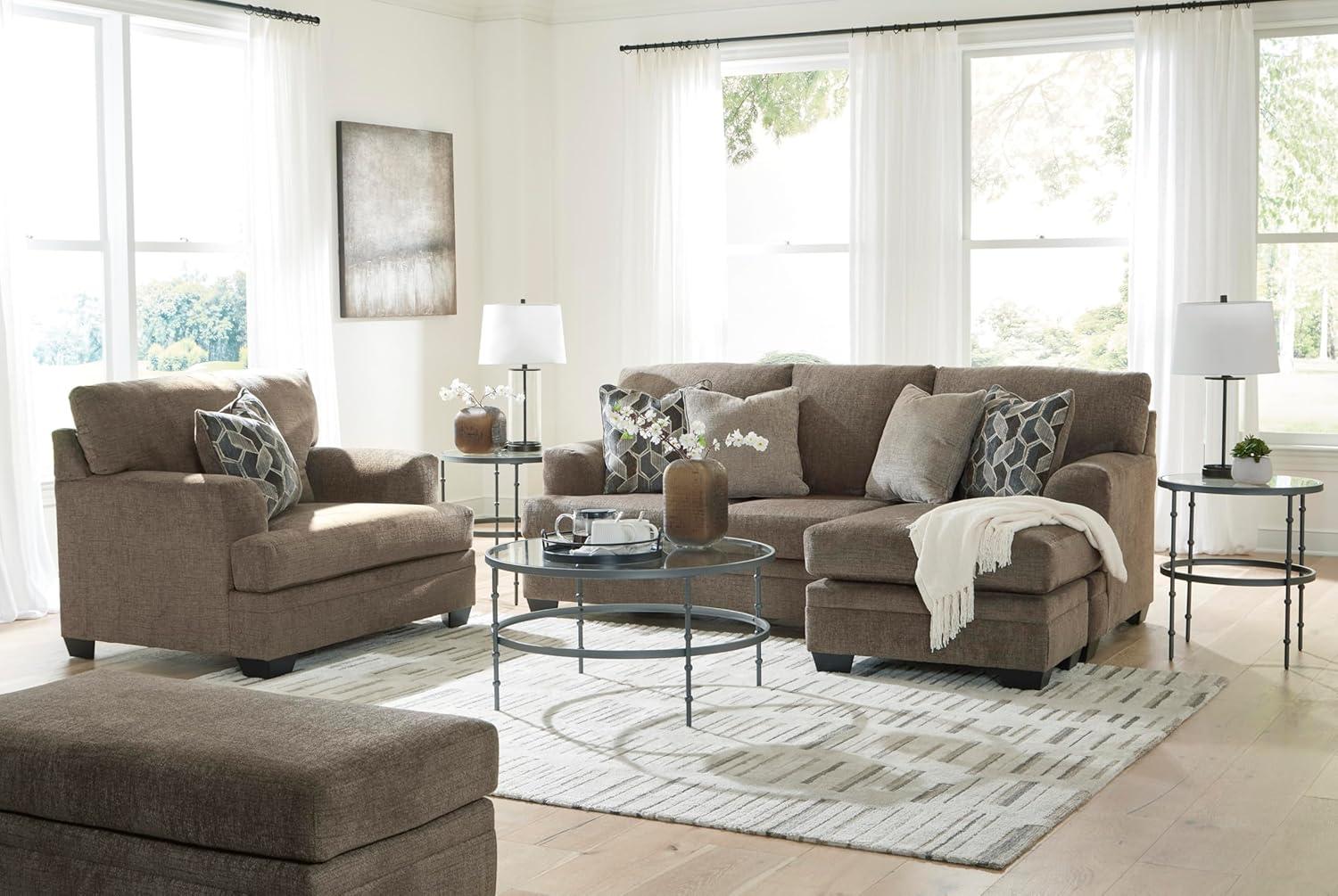 imageSignature Design by Ashley Stonemeade Casual RightArm Facing Sofa Chaise with 4 Toss Pillows Dark BrownDark Brown