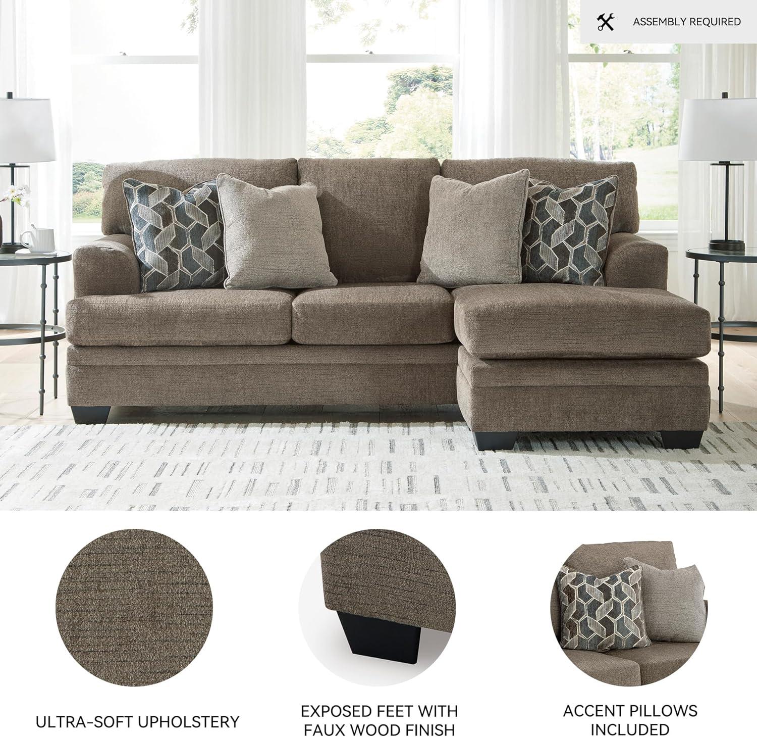 imageSignature Design by Ashley Stonemeade Casual RightArm Facing Sofa Chaise with 4 Toss Pillows Dark BrownDark Brown