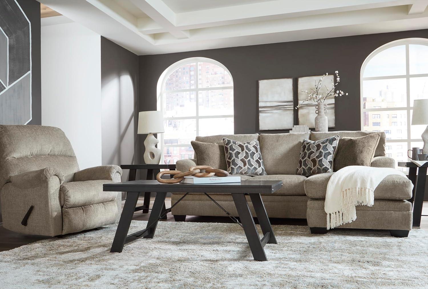 imageSignature Design by Ashley Stonemeade Casual RightArm Facing Sofa Chaise with 4 Toss Pillows Dark BrownLight Brown