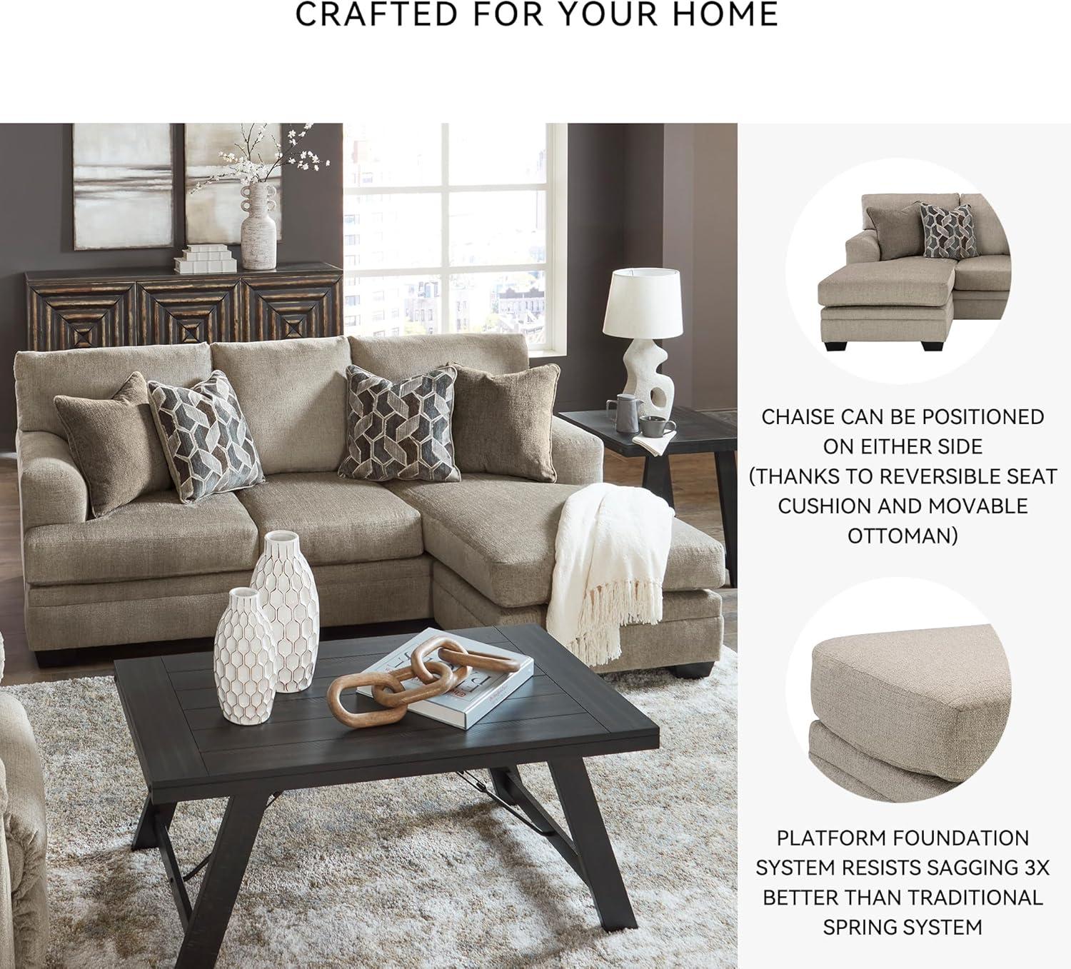 imageSignature Design by Ashley Stonemeade Casual RightArm Facing Sofa Chaise with 4 Toss Pillows Dark BrownLight Brown
