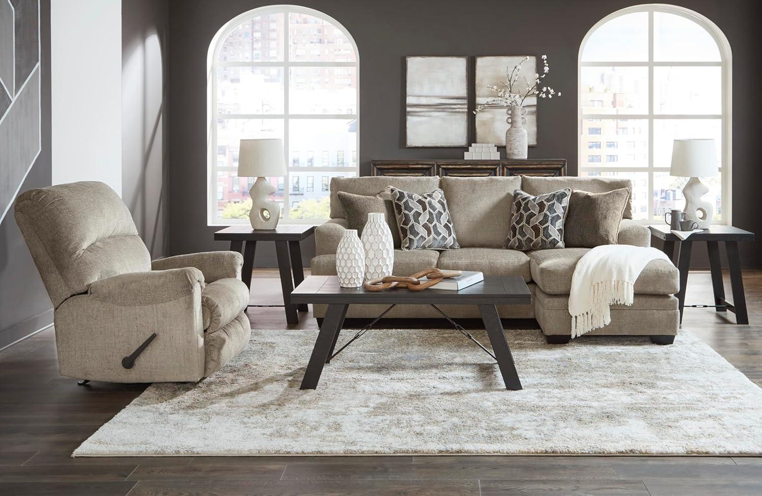 imageSignature Design by Ashley Stonemeade Casual RightArm Facing Sofa Chaise with 4 Toss Pillows Dark BrownLight Brown