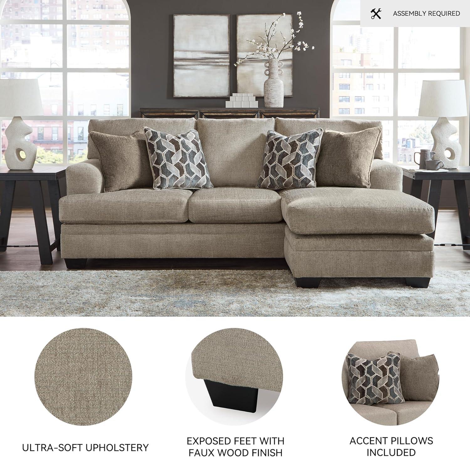 imageSignature Design by Ashley Stonemeade Casual RightArm Facing Sofa Chaise with 4 Toss Pillows Dark BrownLight Brown