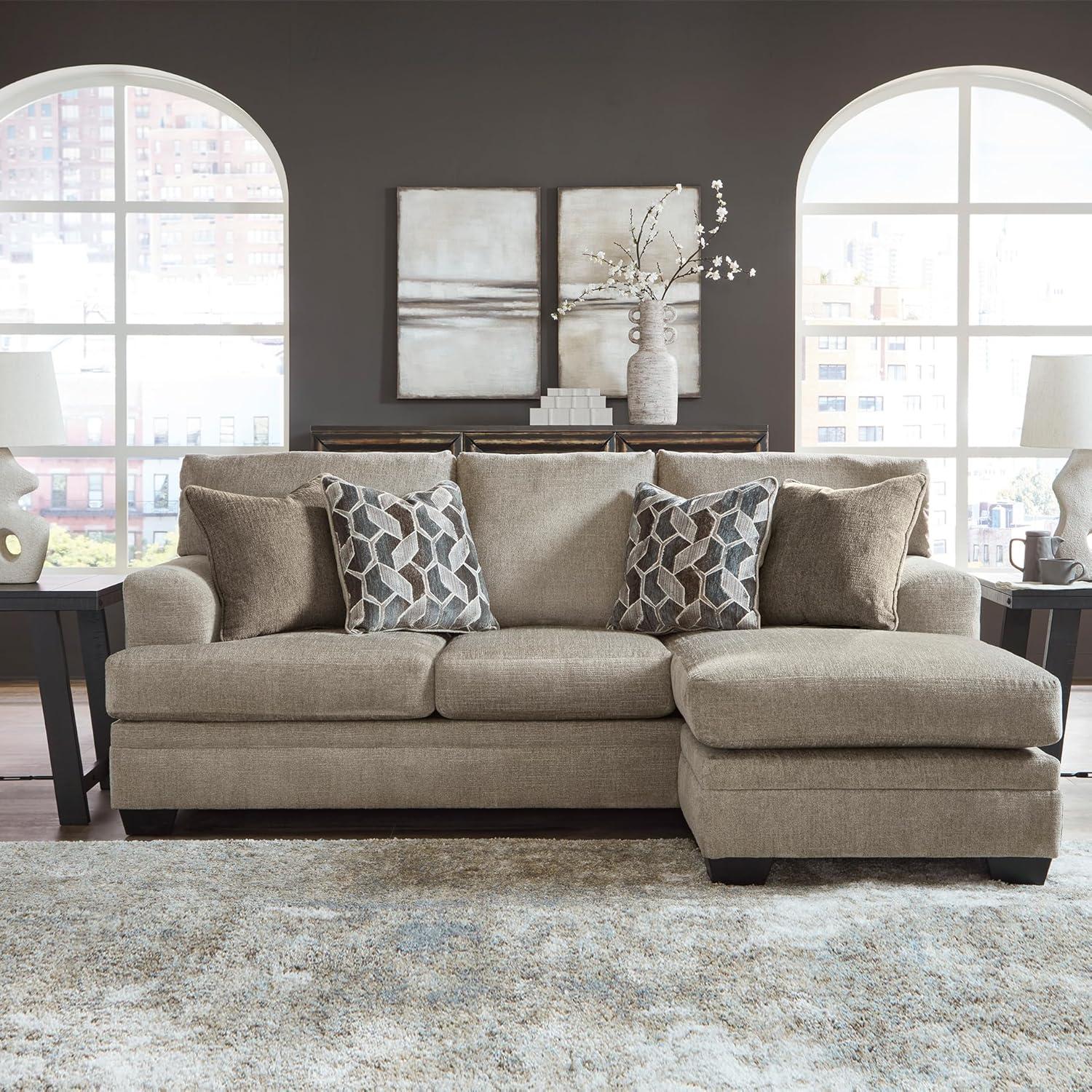 imageSignature Design by Ashley Stonemeade Casual RightArm Facing Sofa Chaise with 4 Toss Pillows Dark BrownLight Brown